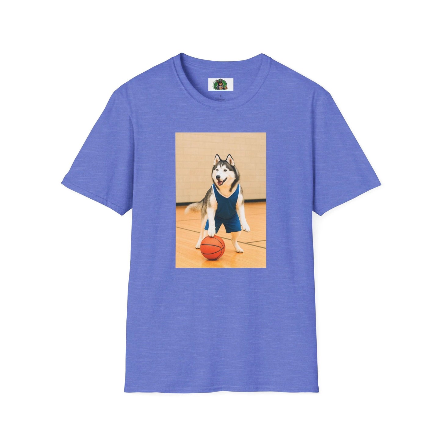 Husky Basketball T-Shirt — Sports Dog Tee T-Shirt Printify Heather Royal S