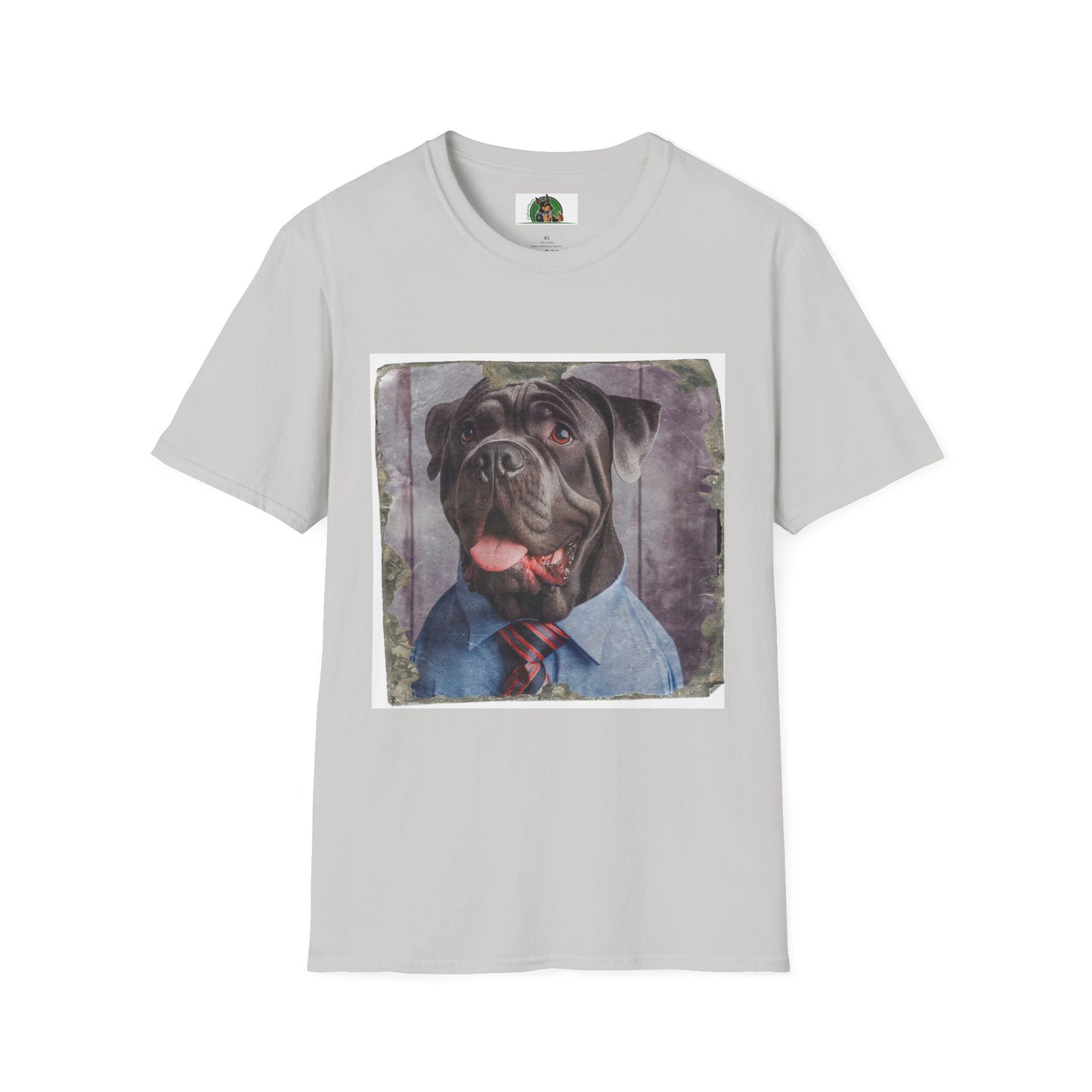 Cane Corso Wearing Suit And Tie TShirt T-Shirt Printify S Ice Grey