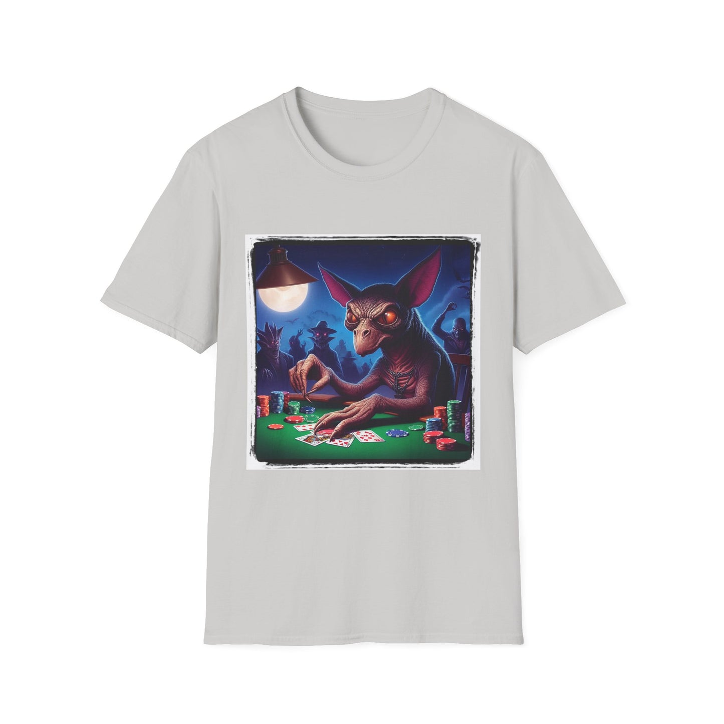 Chupacabra card playing t shirt T-Shirt Printify S Ice Grey