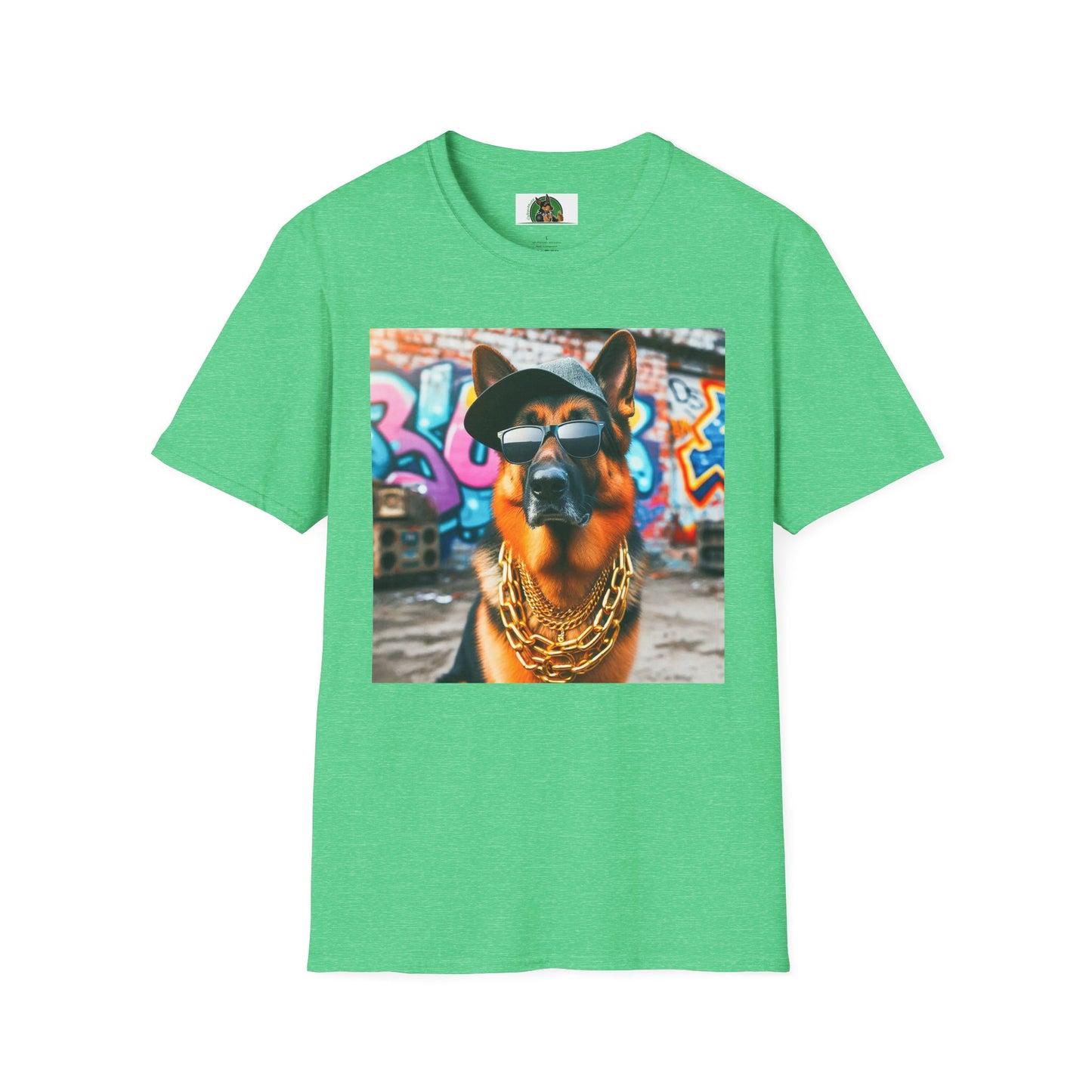 German Shepherd gangster shirt T-Shirt Printify Heather Irish Green S