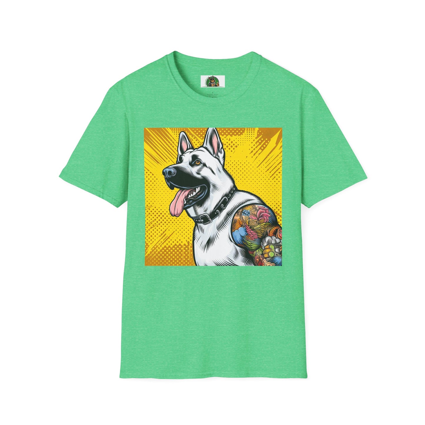 German Shepherd tattoo shirt T-Shirt Printify Heather Irish Green S