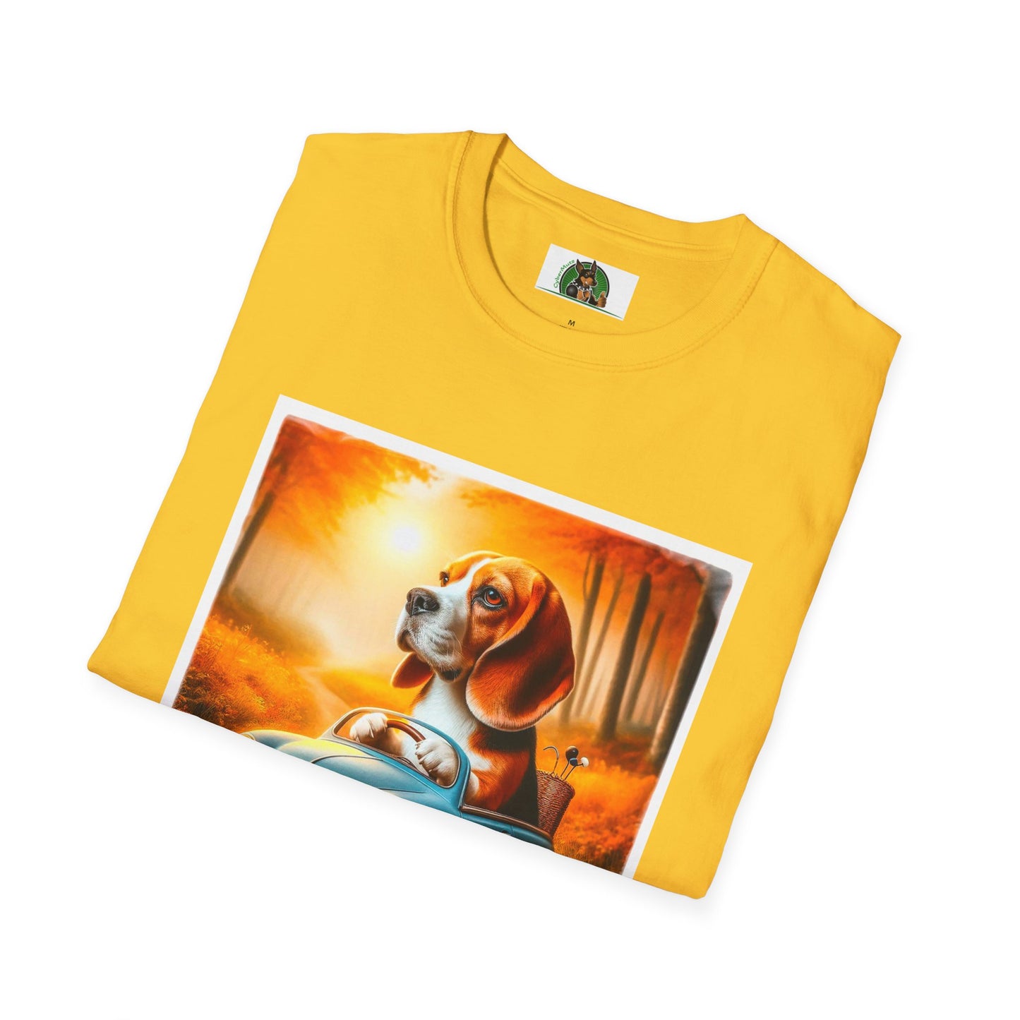 Wacky Beagle Dog Driving Tiny Car T-Shirt Printify   