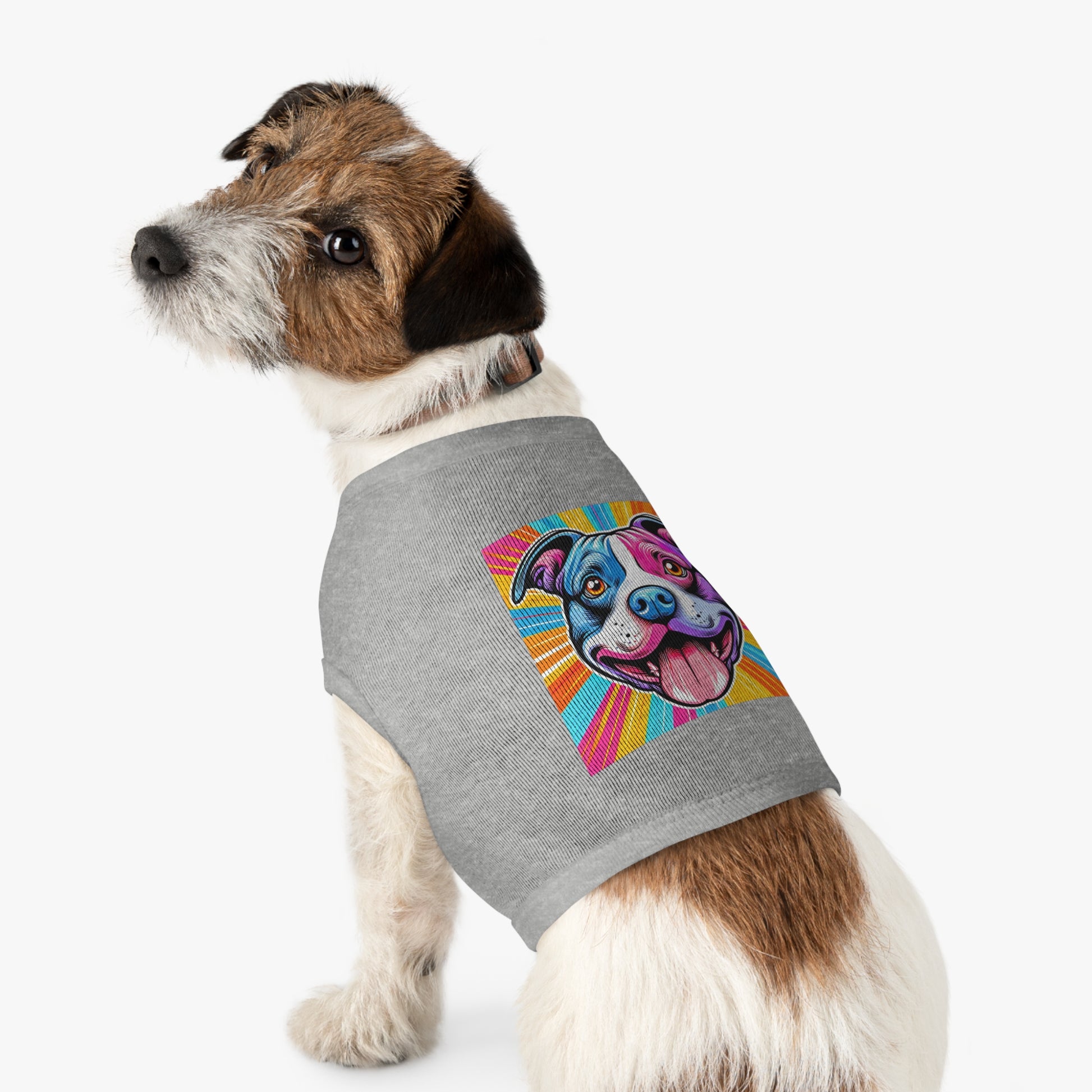 Pet Tank Top Pit Bull pink and blue shirt Pets Printify