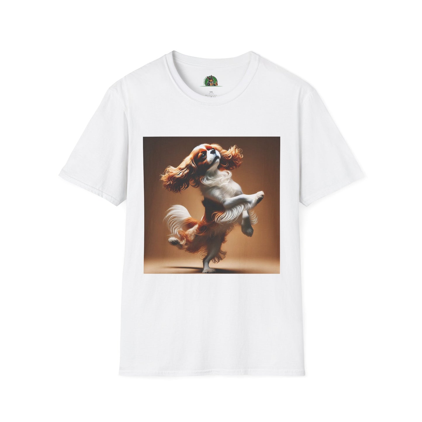 Dog Lover T-Shirt - Dancing Dog Cavalier King Charles Spaniel T-Shirt Printify XS White
