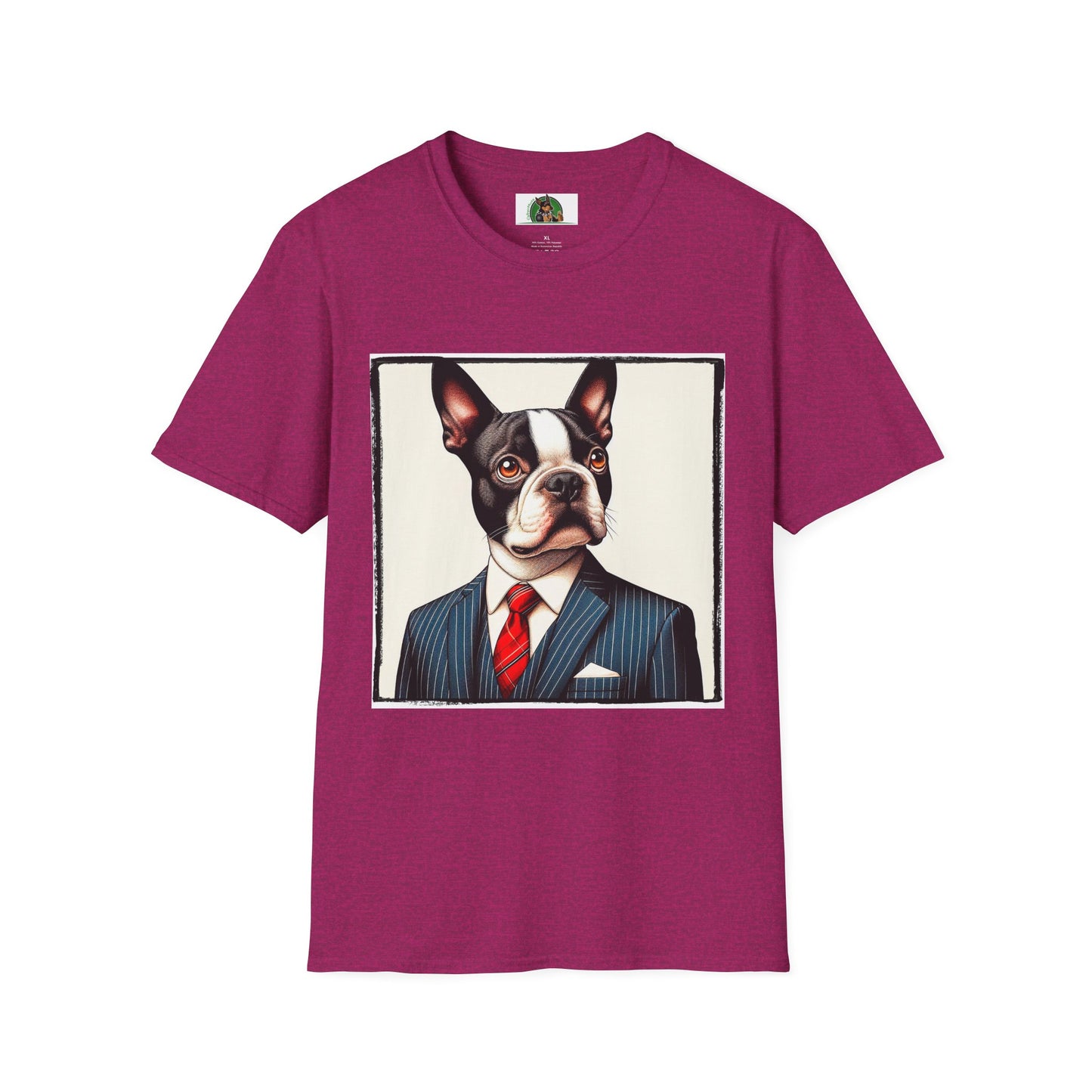 Boston Terrier Dog In Suit T-Shirt Printify S Antique Heliconia 