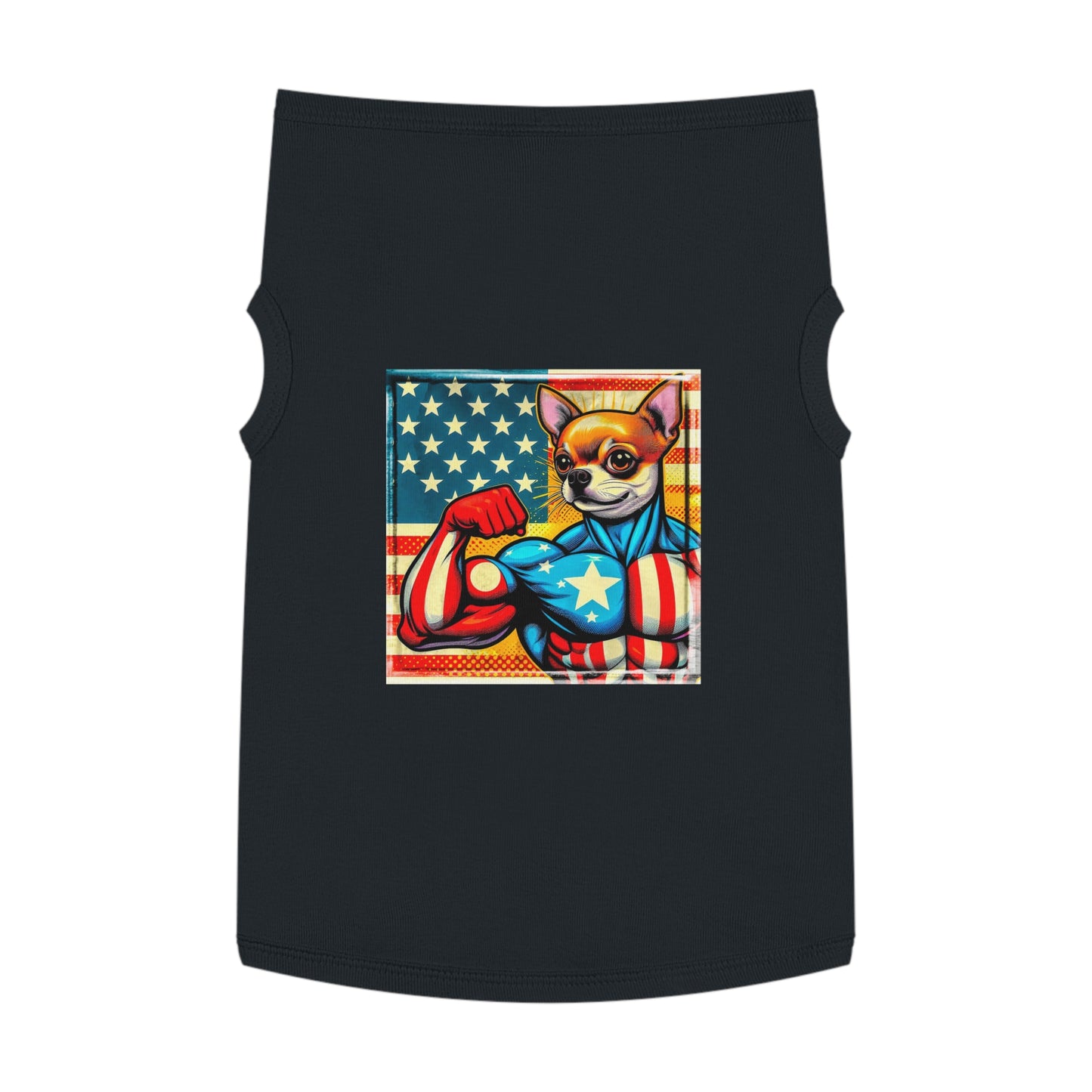Pet Tank Top Chihuahua American hero t shirt Pets Printify