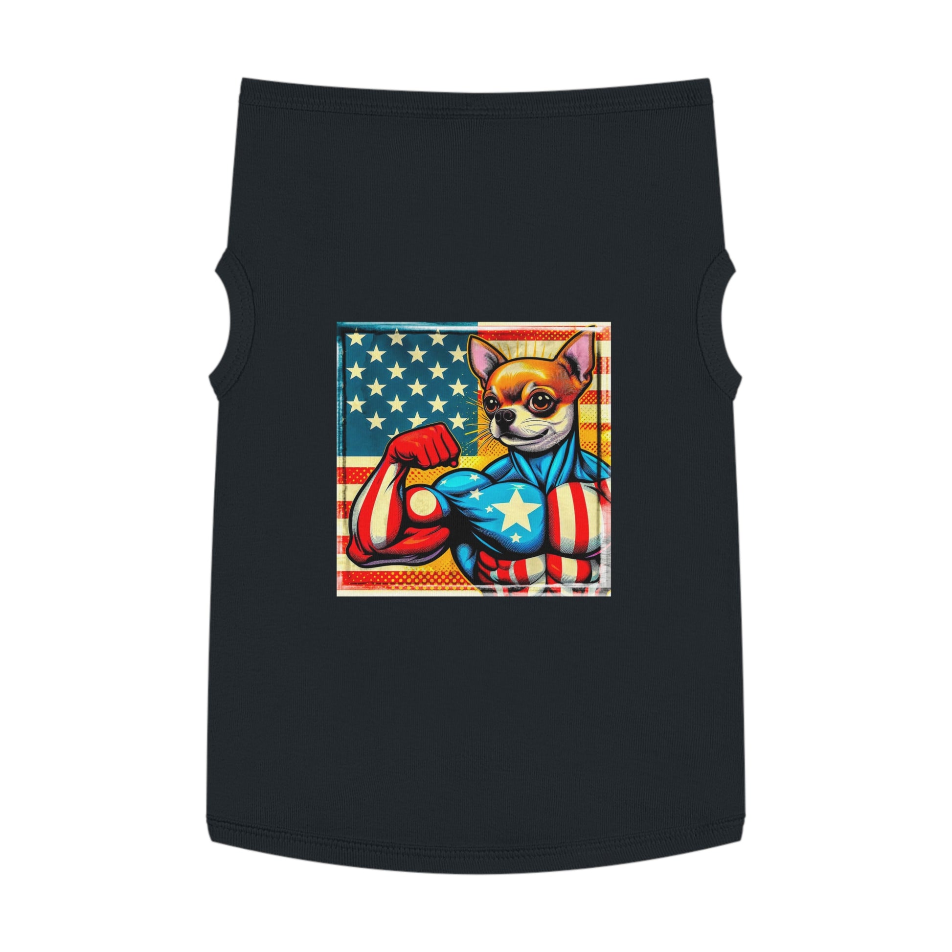 Pet Tank Top Chihuahua American hero t shirt Pets Printify