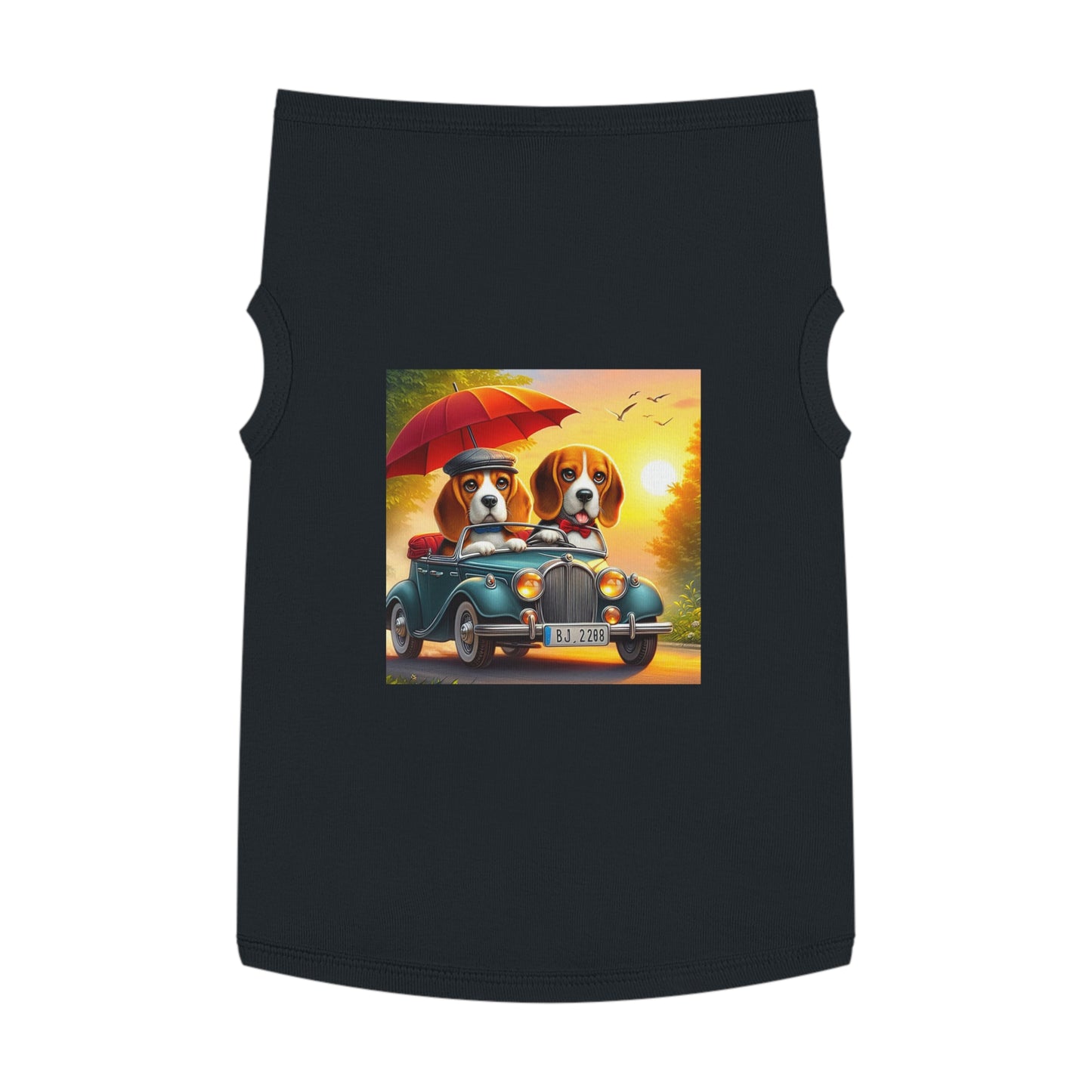 Pet Tank Top Wacky Beagle Dog Couple Sunday Driving Pets Printify   