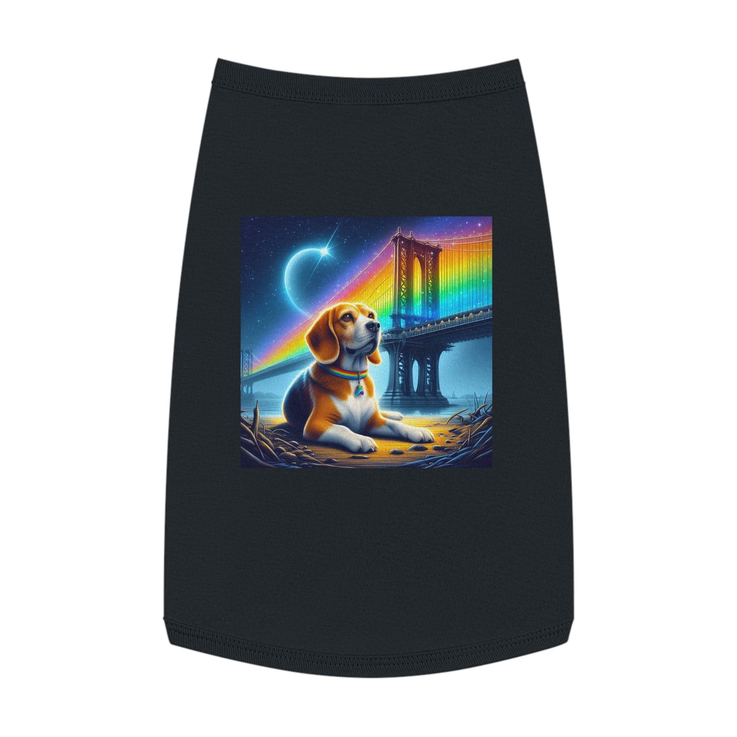 Pet Tank Top Beagle Under Rainbow Bridge Pets Printify L Black 