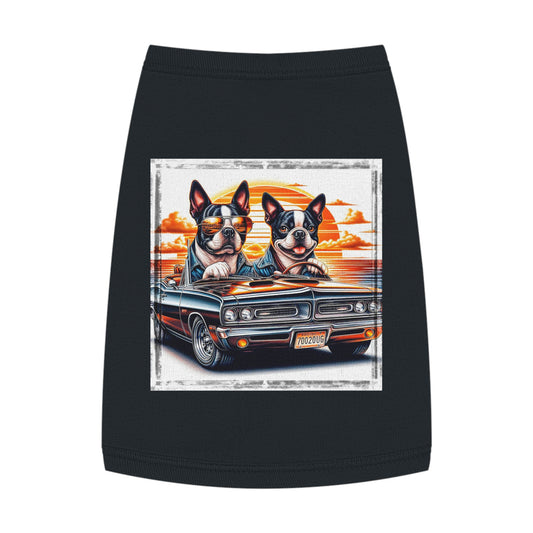 Pet Tank Top - Wacky Boston Terrier Friends Driving Design Pets Printify M Black