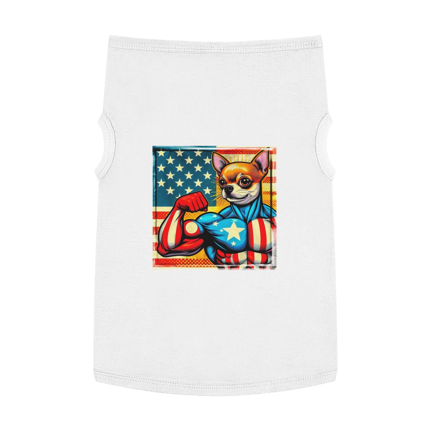 Pet Tank Top Chihuahua American hero t shirt Pets Printify XL White