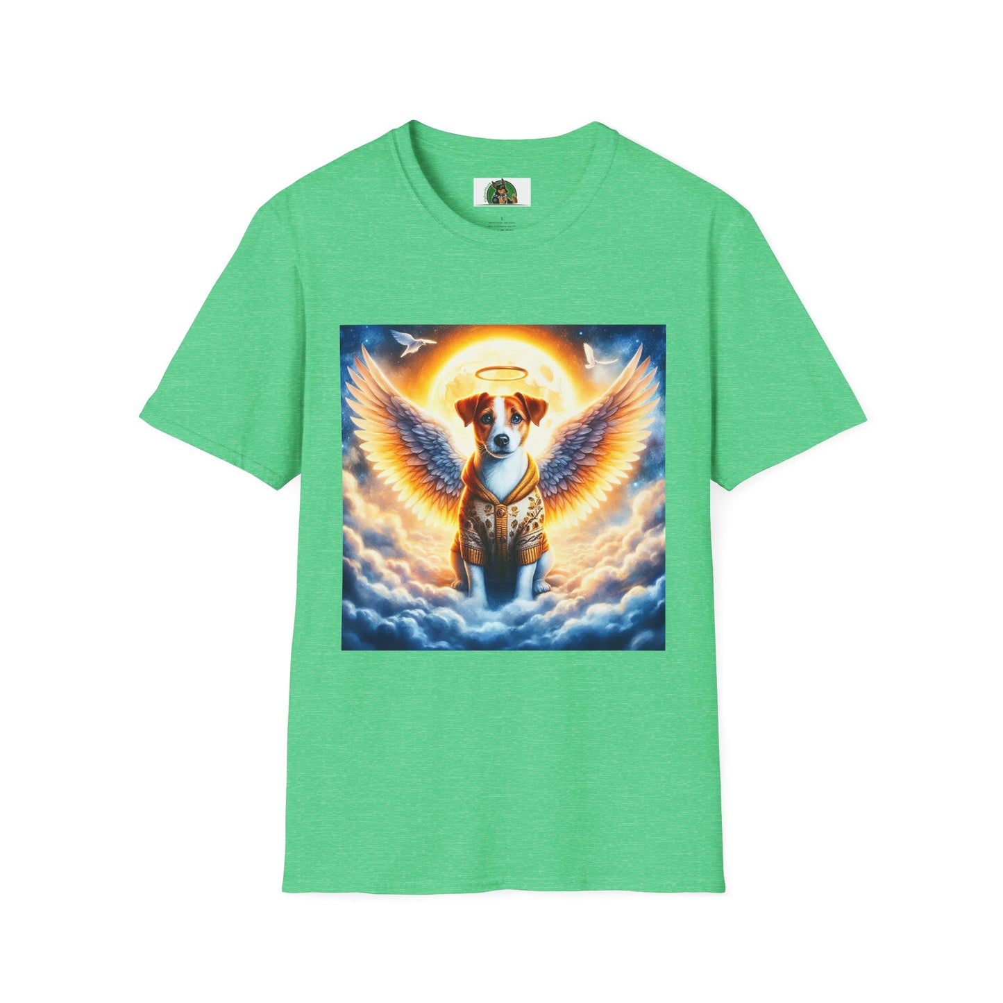 Jack Russell Golden Angel T-Shirt Printify S Heather Irish Green 