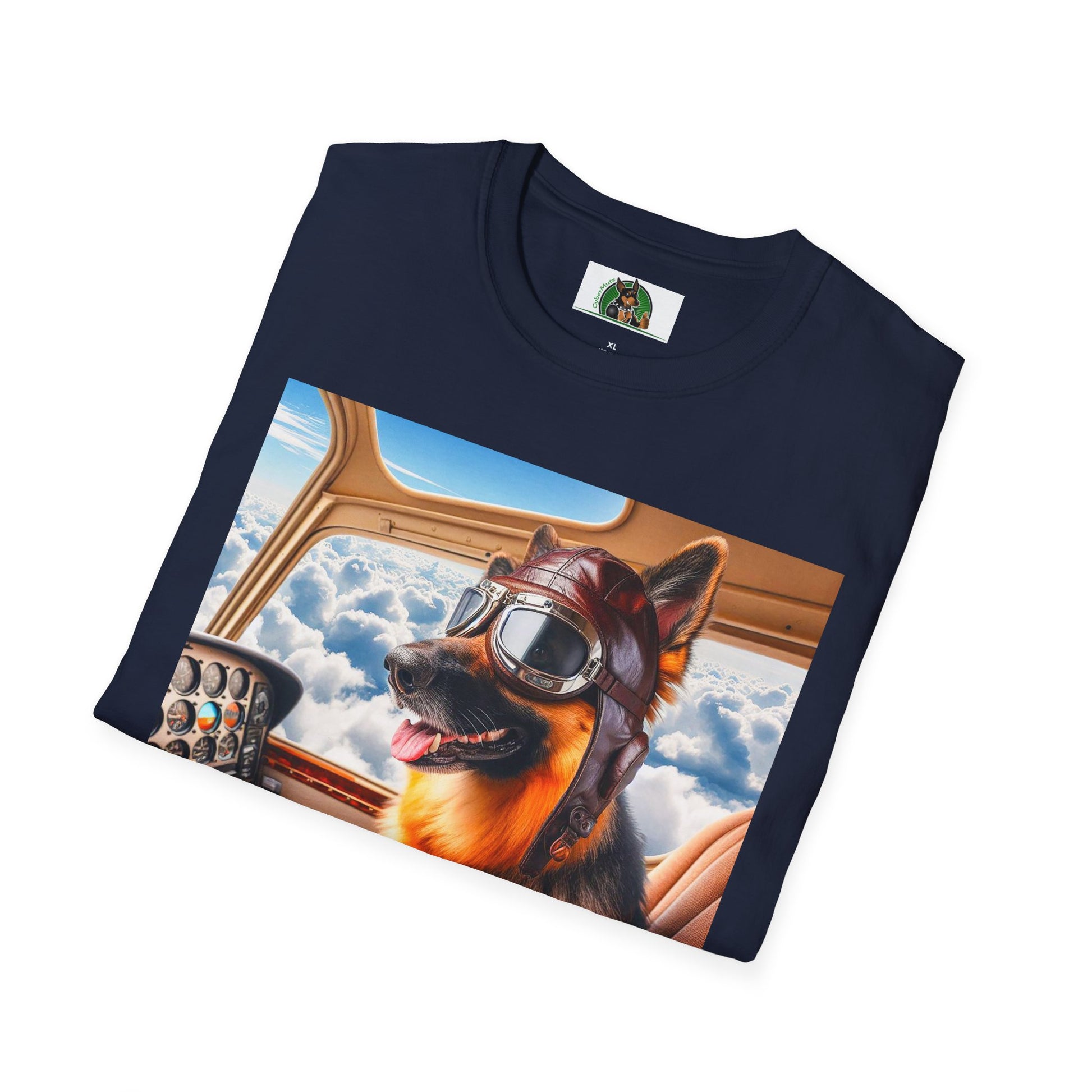 German Shepherd airline pilot T-Shirt Printify