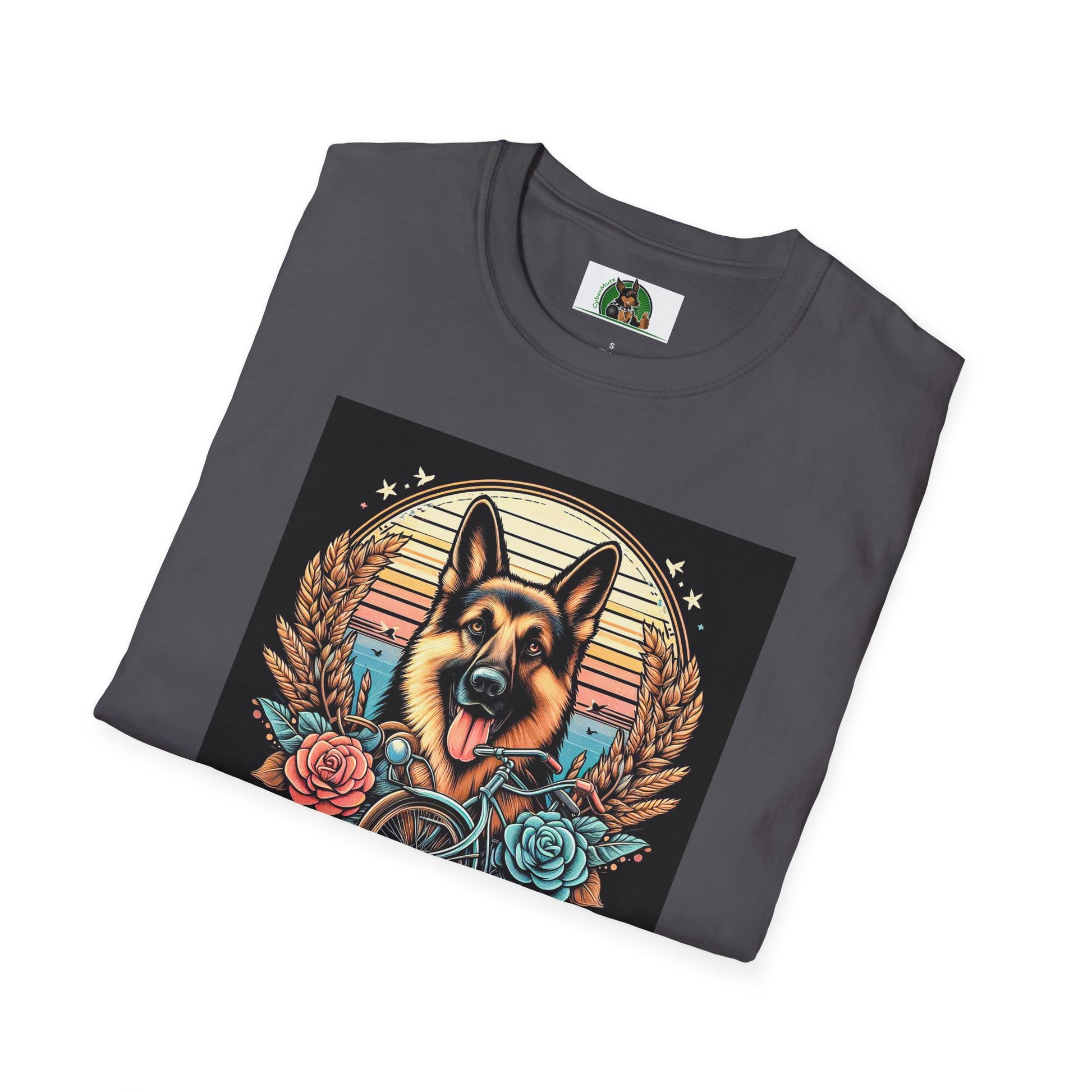 German Shepherd flowers and leaves shirt T-Shirt Printify