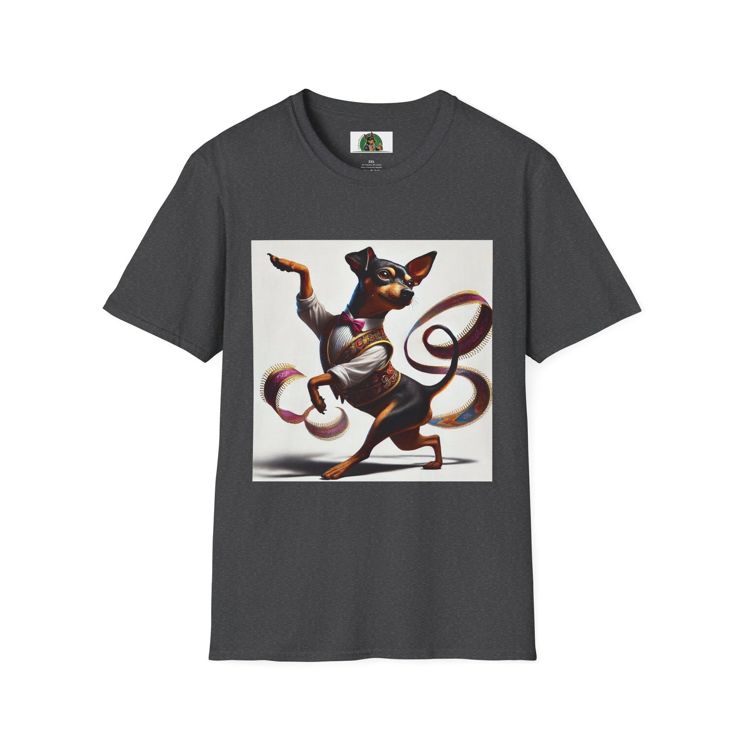 Dancing Min Pin T-Shirt T-Shirt Printify XS Dark Heather