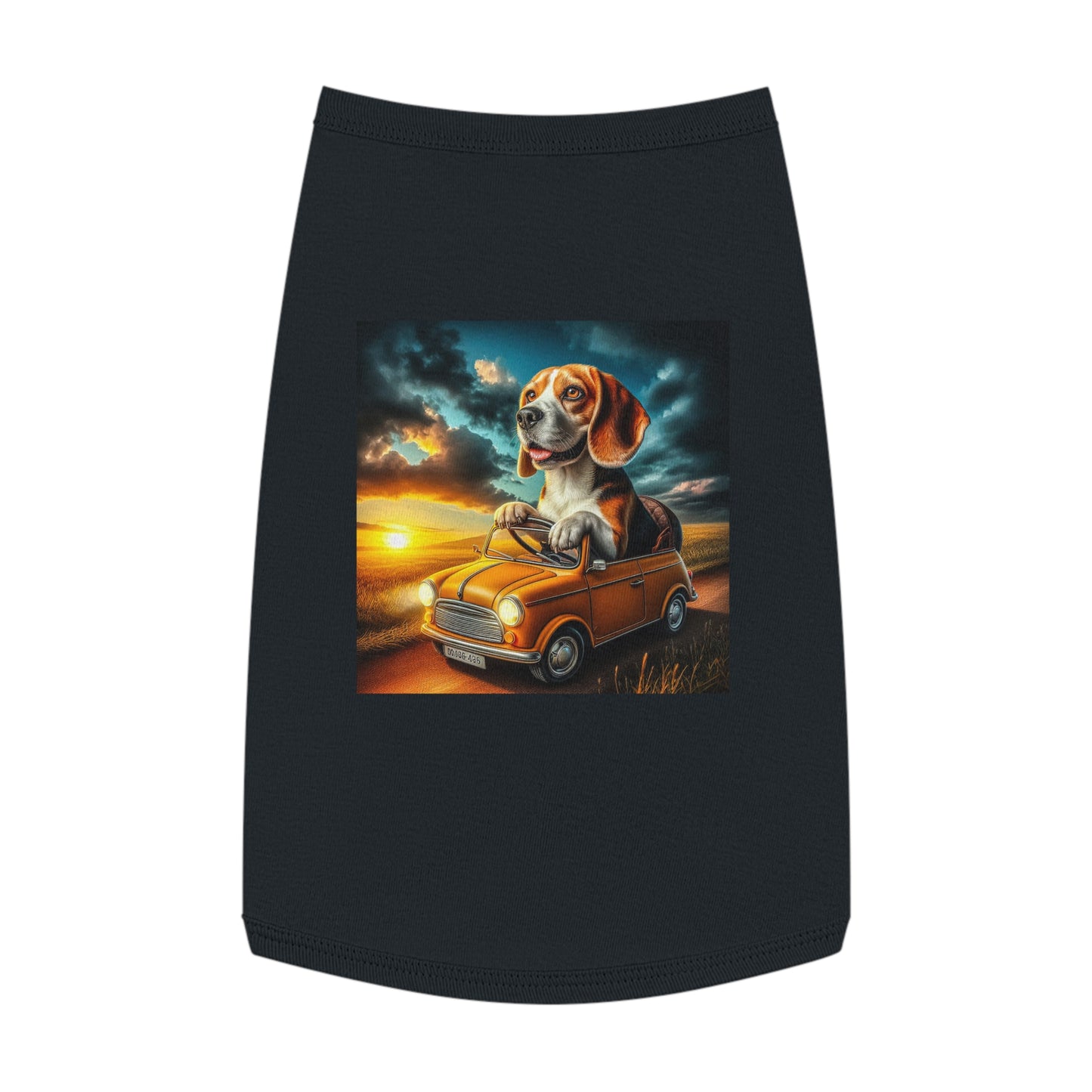 Pet Tank Top Wacky Beagle In Tiny Car Pets Printify L Black 