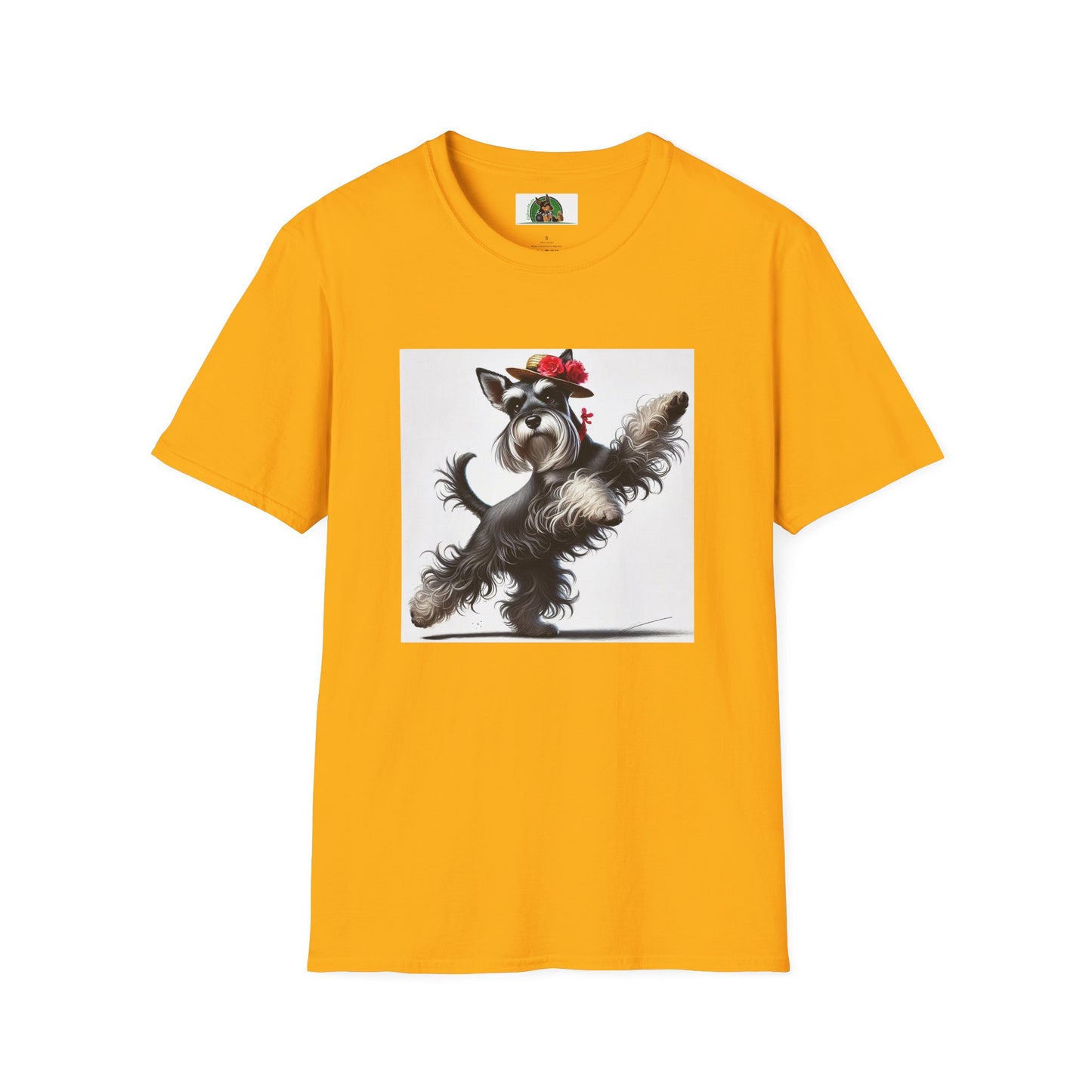 Dancing Miniature Schnauzer T-Shirt T-Shirt Printify S Gold