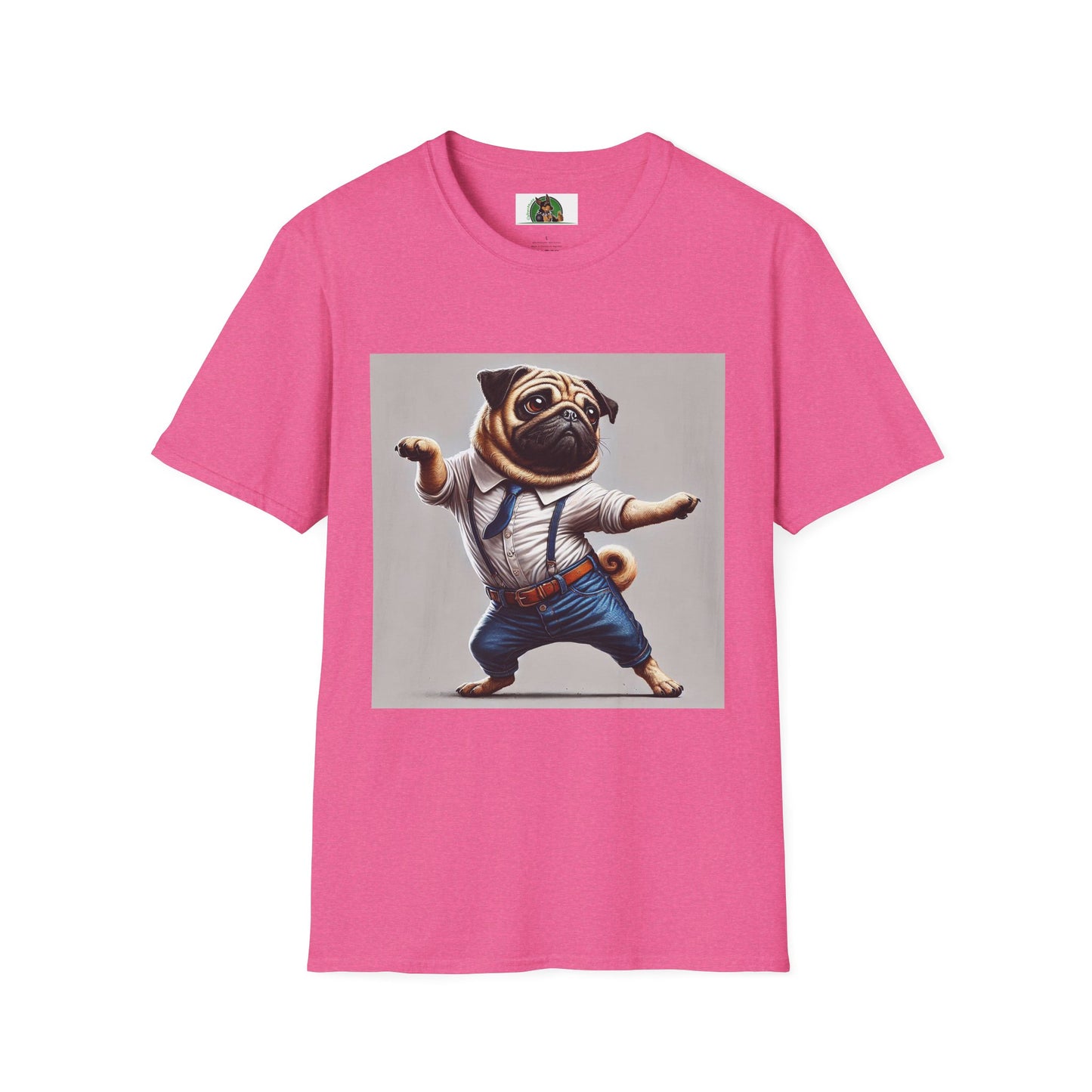 Dancing Pug T-Shirt T-Shirt Printify S Heather Heliconia