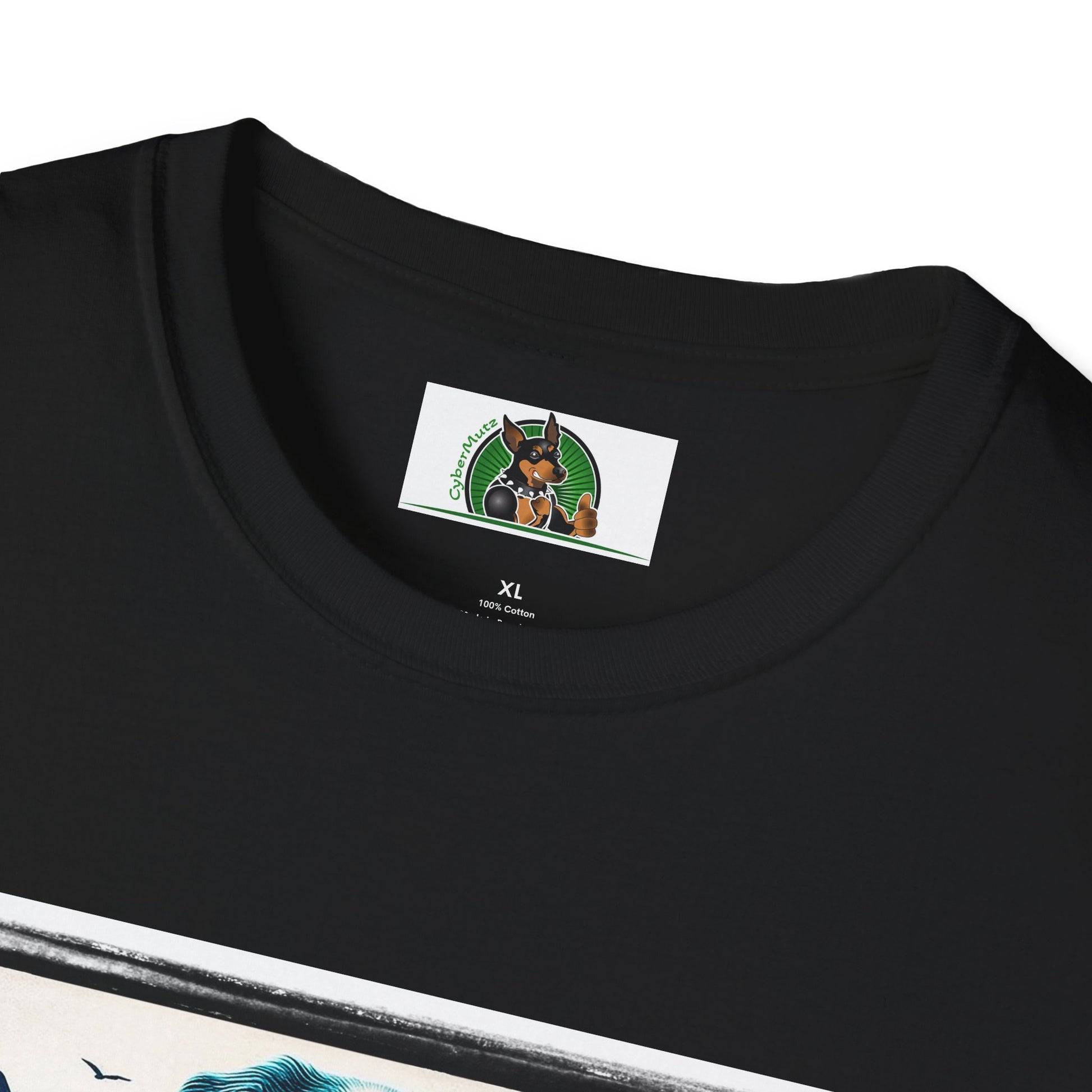 Australian Shepherd Turquoise Surf Board Beach Dog T-Shirt Printify