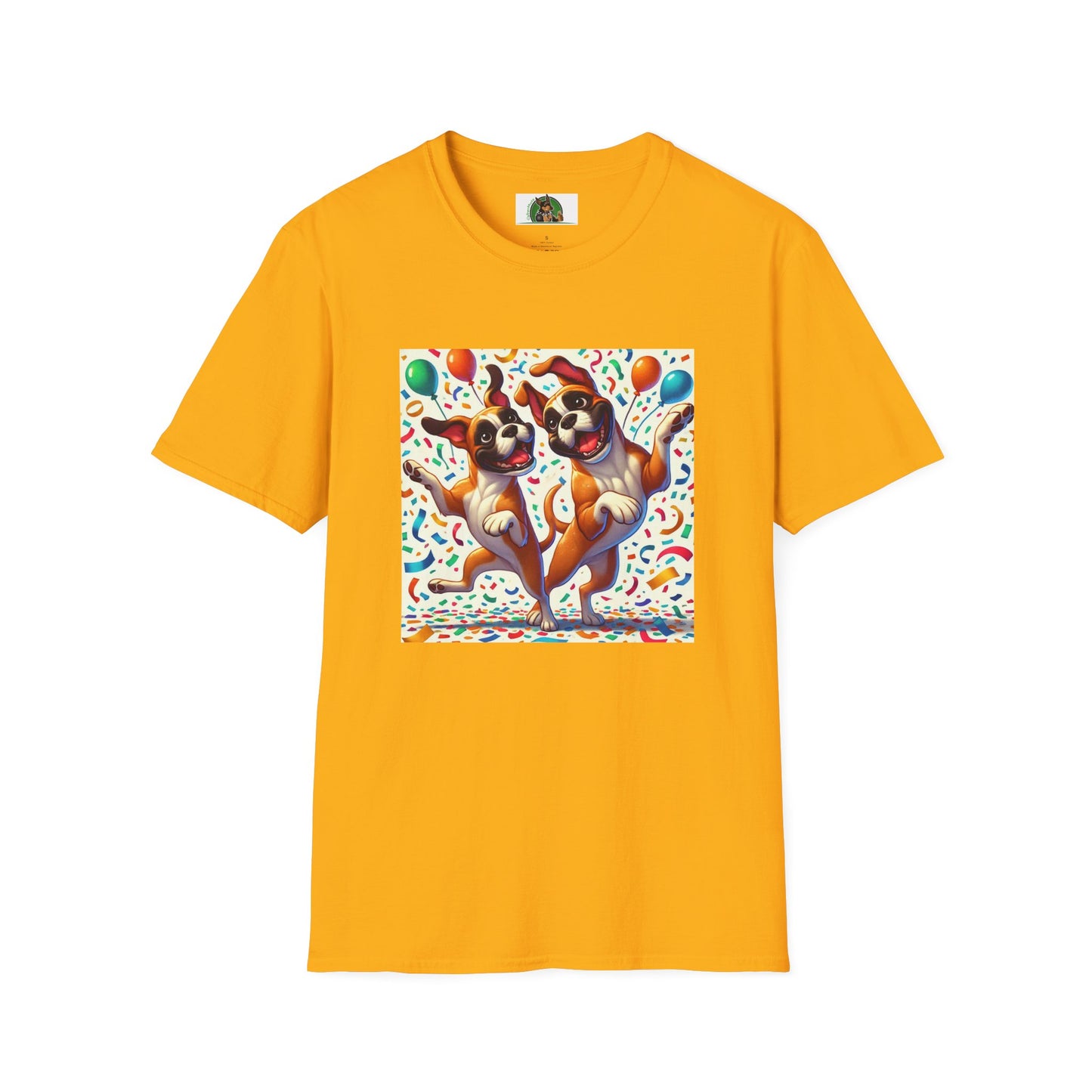 Boxer Dancing Dog T-Shirt - Fun and Playful Unisex Tee T-Shirt Printify S Gold