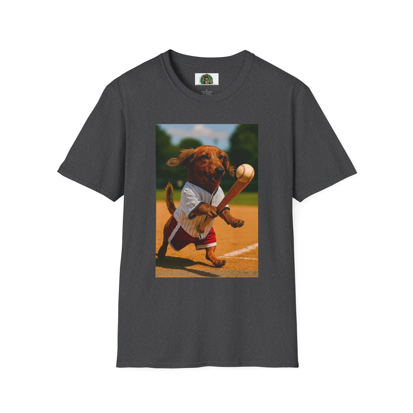 Sports Dachshund Baseball T-Shirt T-Shirt Printify Dark Heather XS
