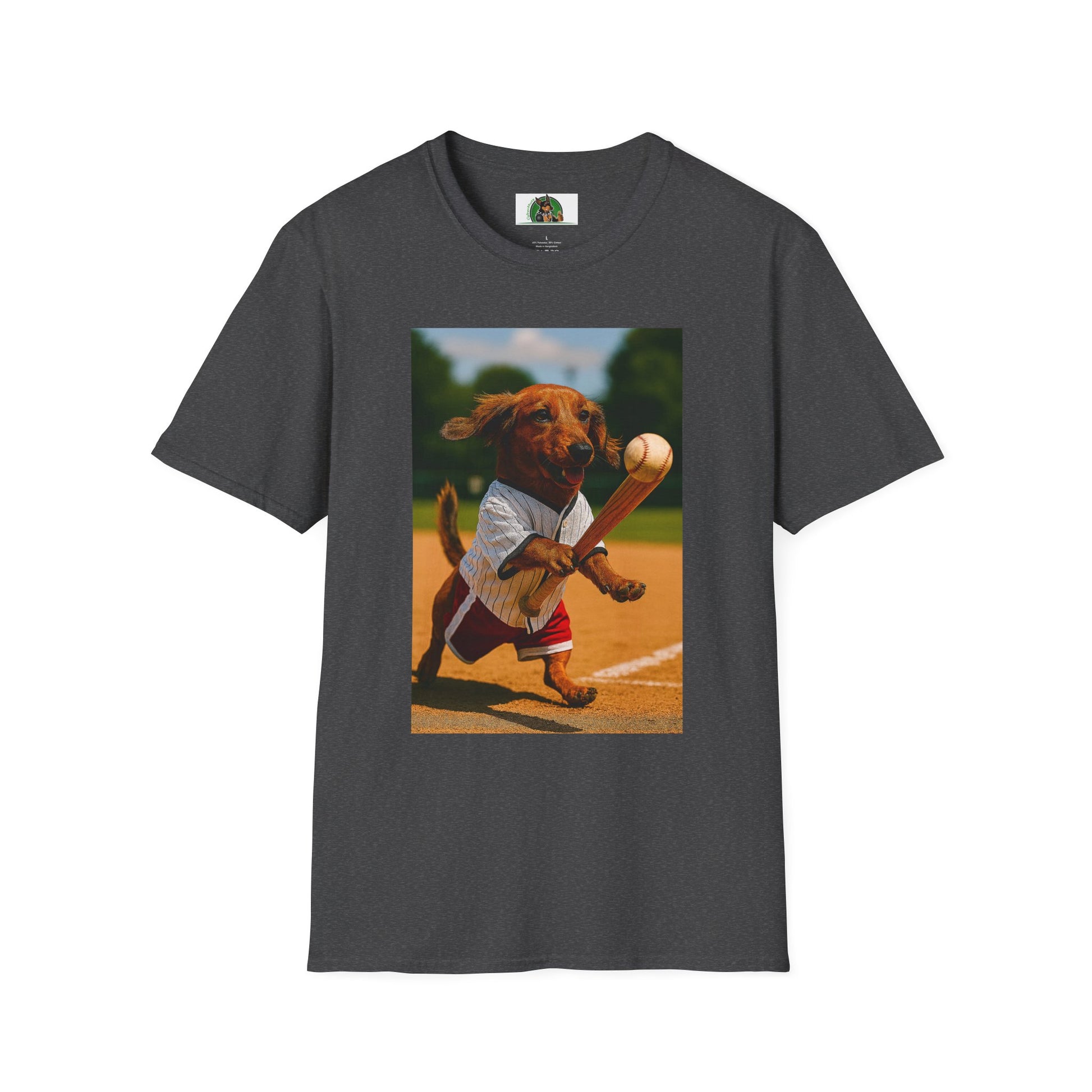 Sports Dachshund Baseball T-Shirt T-Shirt Printify Dark Heather XS