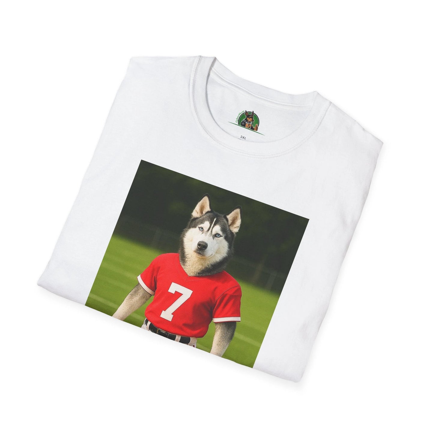 Husky Football T-Shirt — Sports Dog Tee T-Shirt Printify