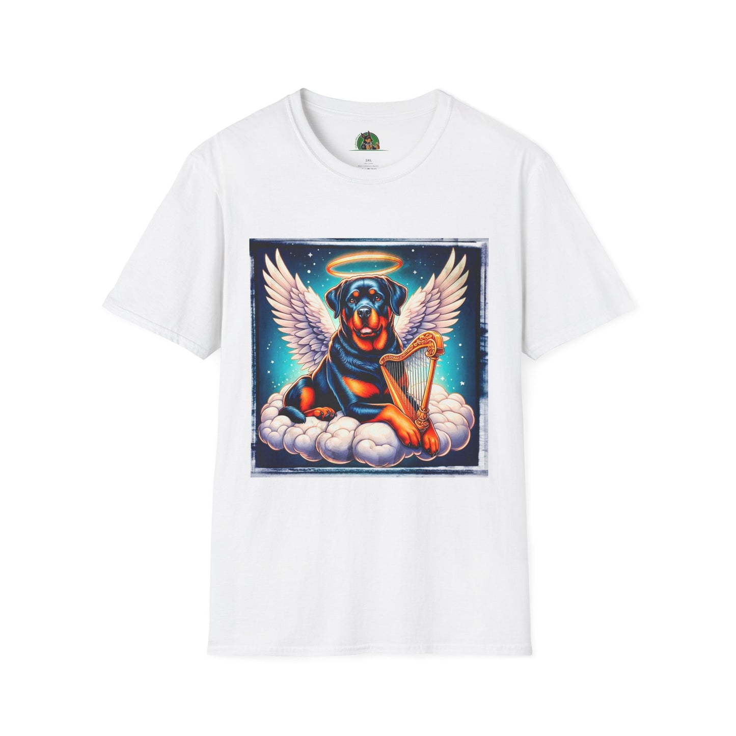 Rotteeiler sngel with harp shirt T-Shirt Printify XS White