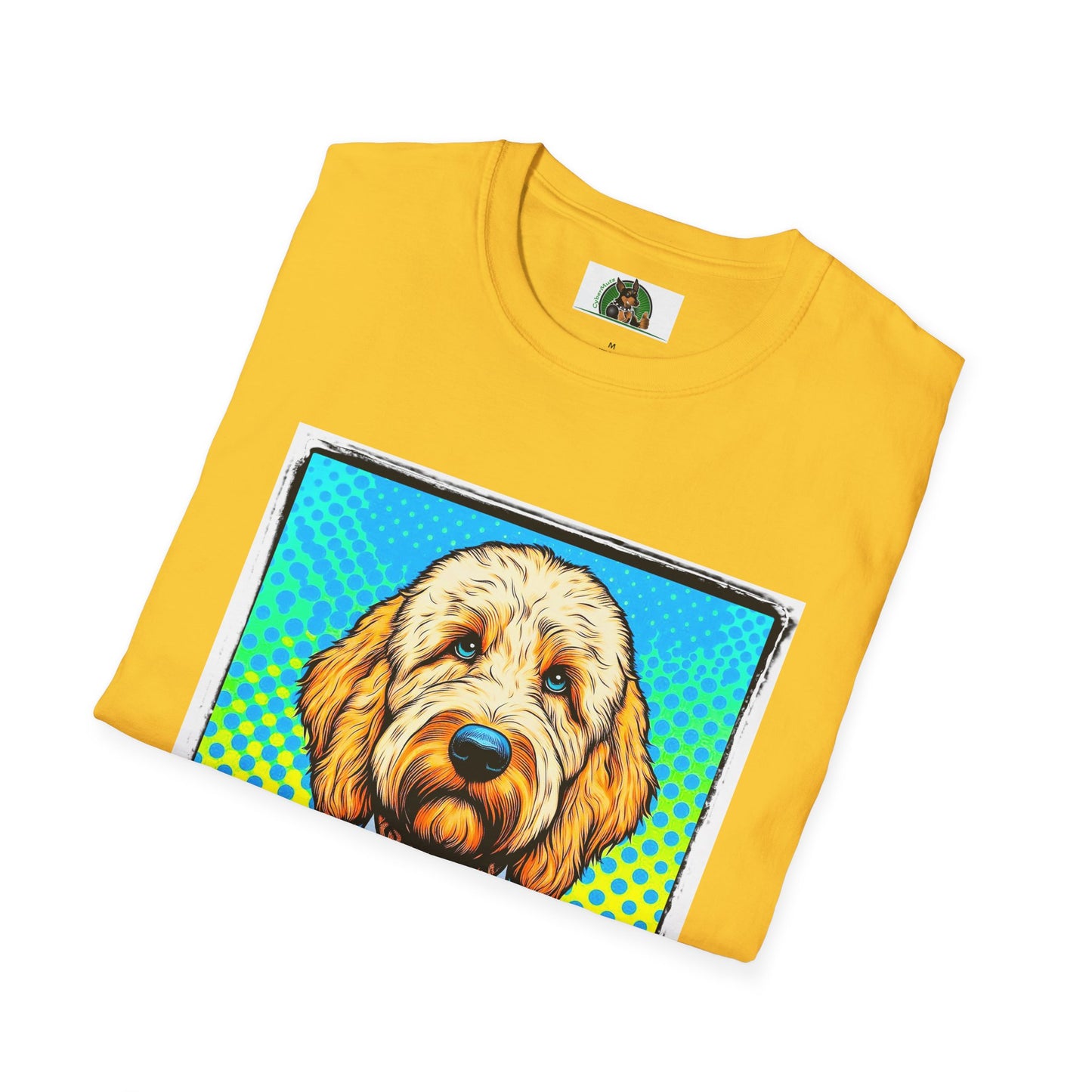 Golden Doodle blue suit t shirt