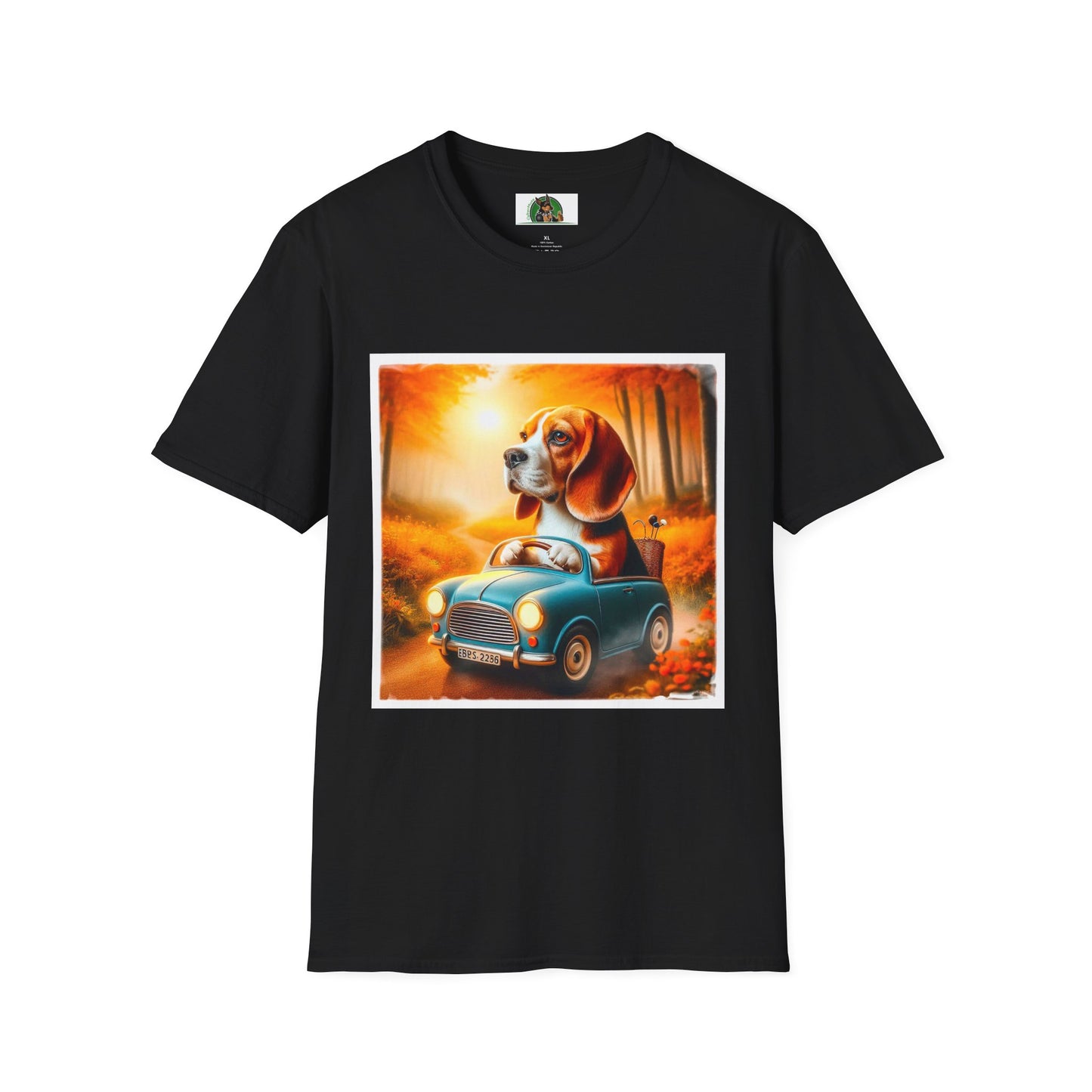 Wacky Beagle Dog Driving Tiny Car T-Shirt Printify XS Black 