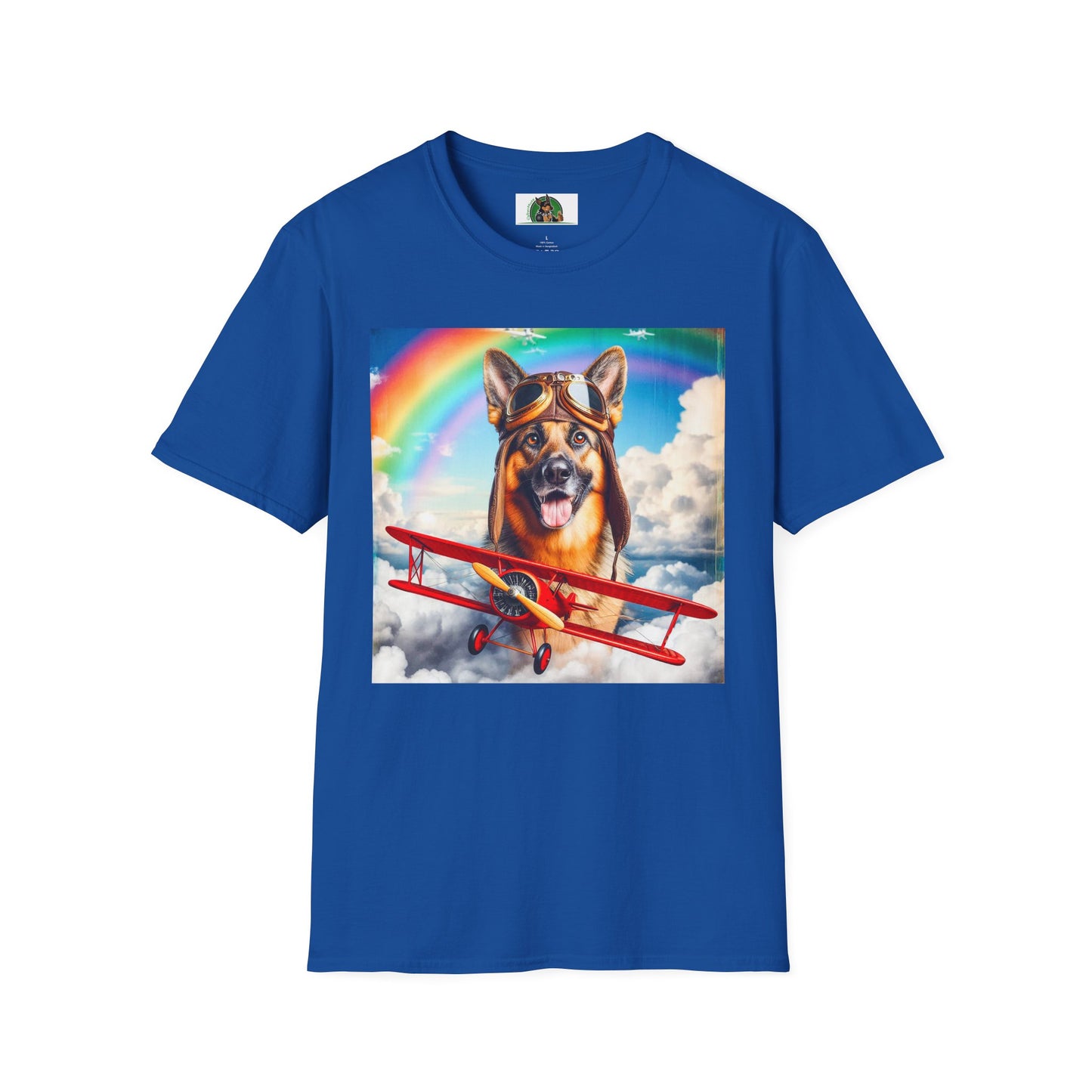German Shepherd airplane flying T-Shirt Printify Royal S