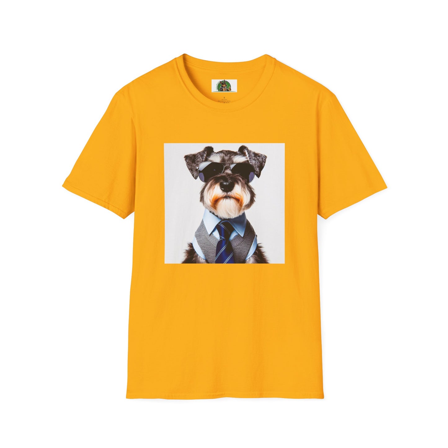 Schnauzer T-Shirt with Miniature Schnauzer Design T-Shirt Printify S Gold 