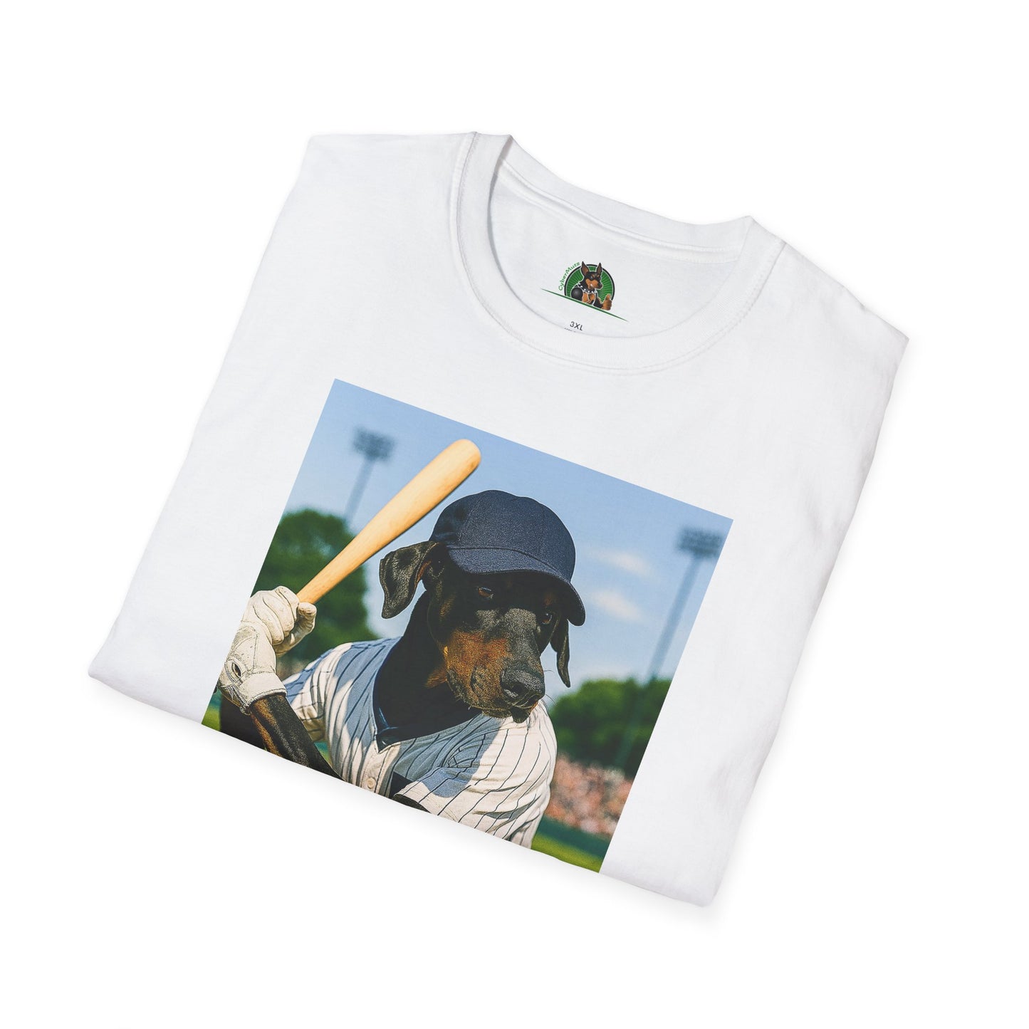 Baseball Doberman Sports T-Shirt T-Shirt Printify