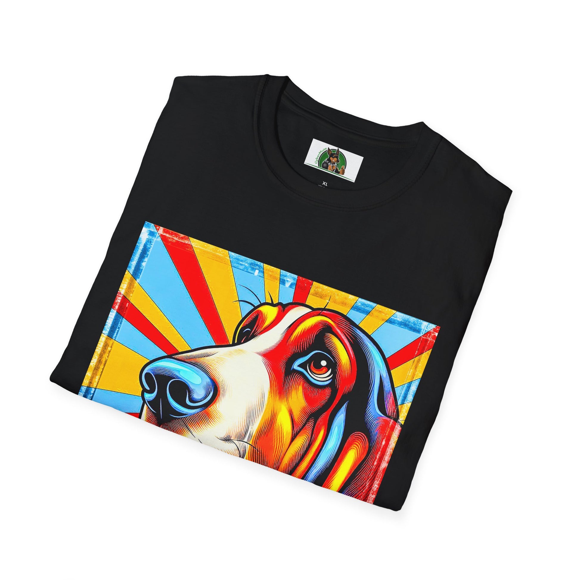Basset Hound Bright Pop Art Pic T-Shirt Printify
