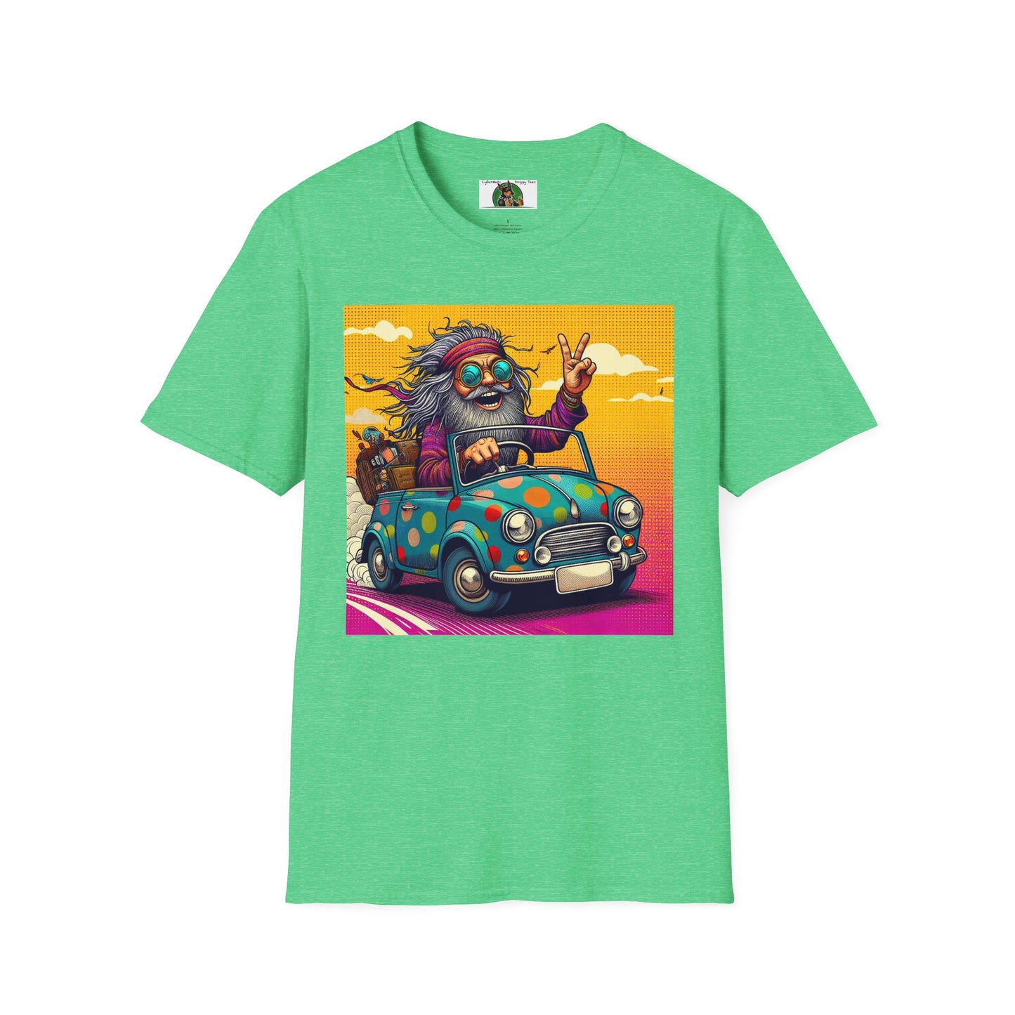 Wacky Dude in a Little Car T-Shirt Printify Heather Irish Green S 