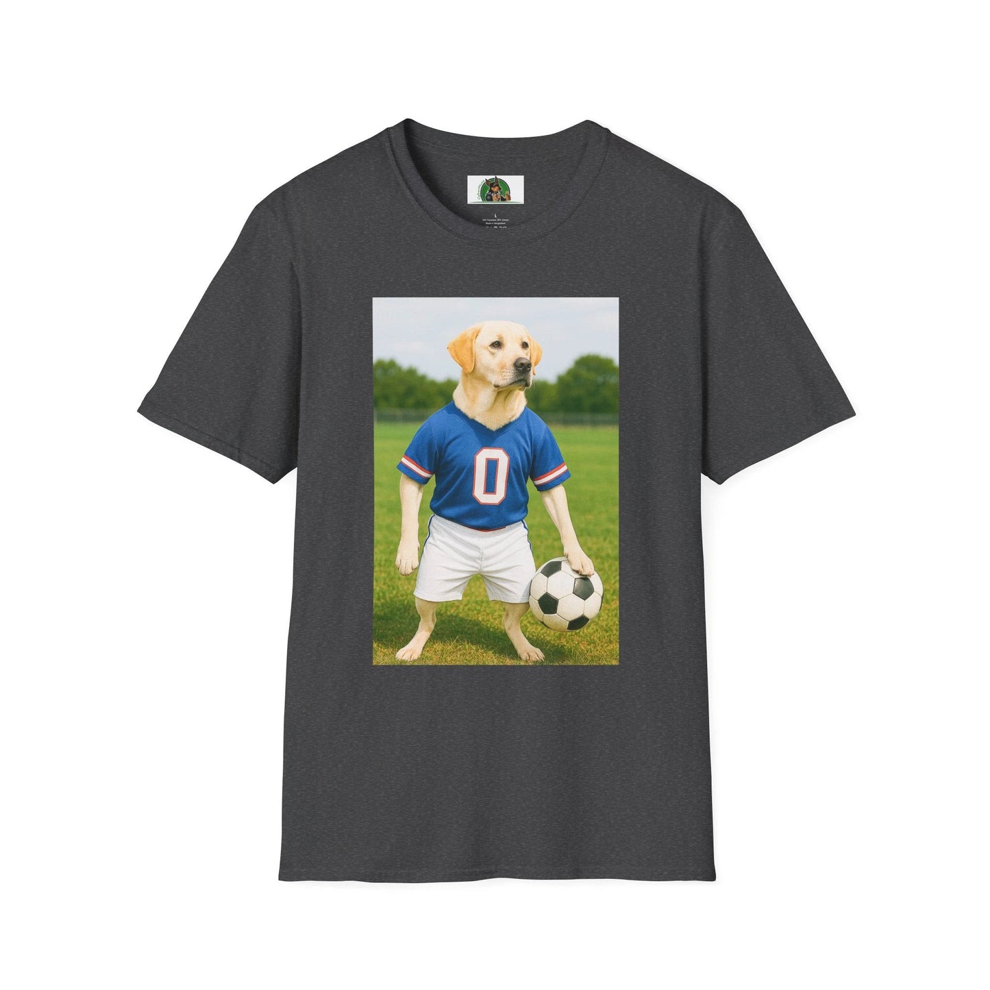 Labrador Retriever Soccer T-Shirt — Dog Lover Sports Tee T-Shirt Printify Dark Heather S
