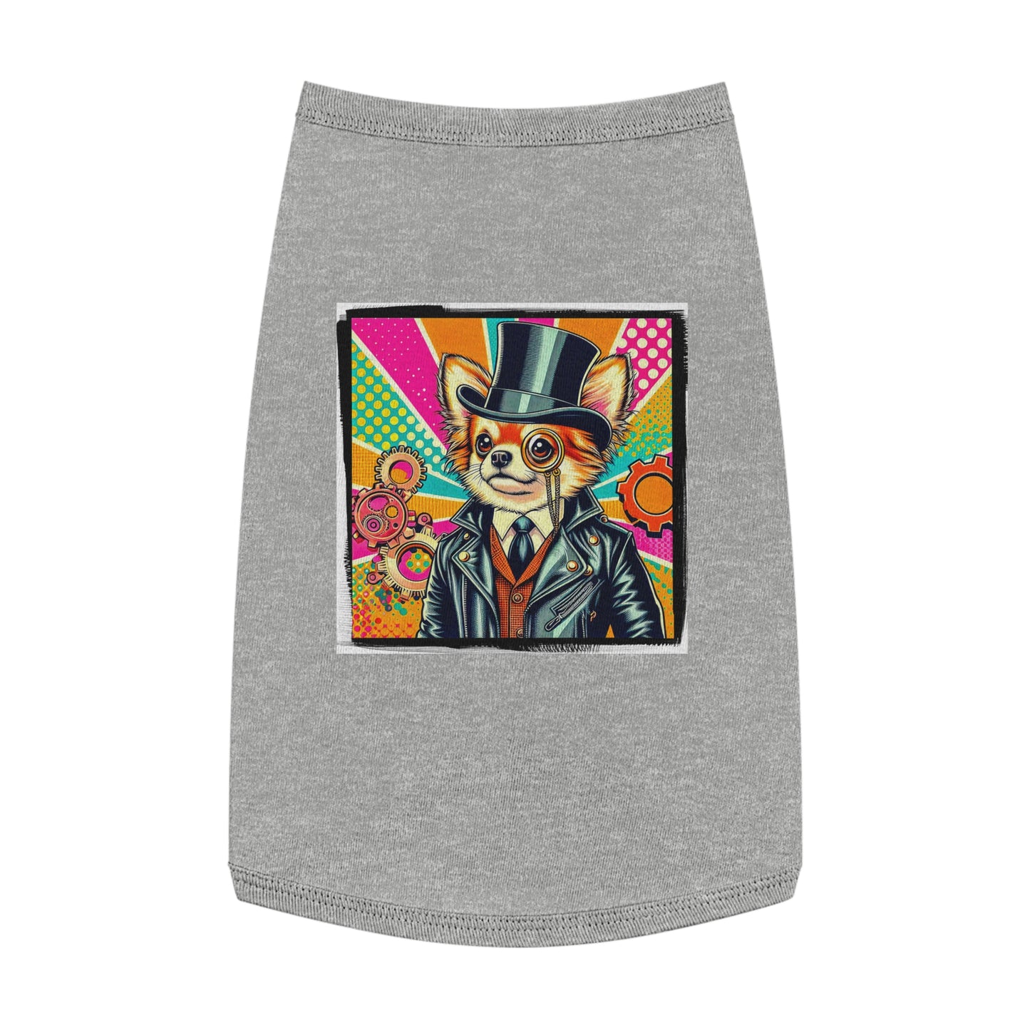 Pet Tank Top Chihuahua colorful gears t shirt Pets Printify L Heather