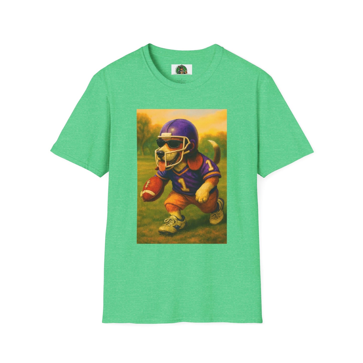 Sports Beagle Football T-Shirt T-Shirt Printify Heather Irish Green S
