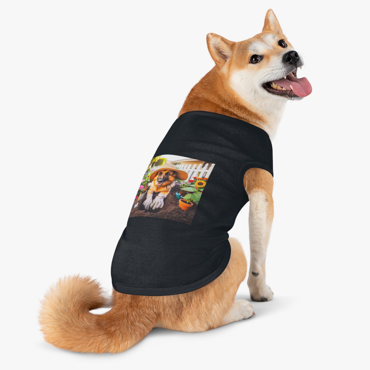 German Shepherd planting flowers shirt