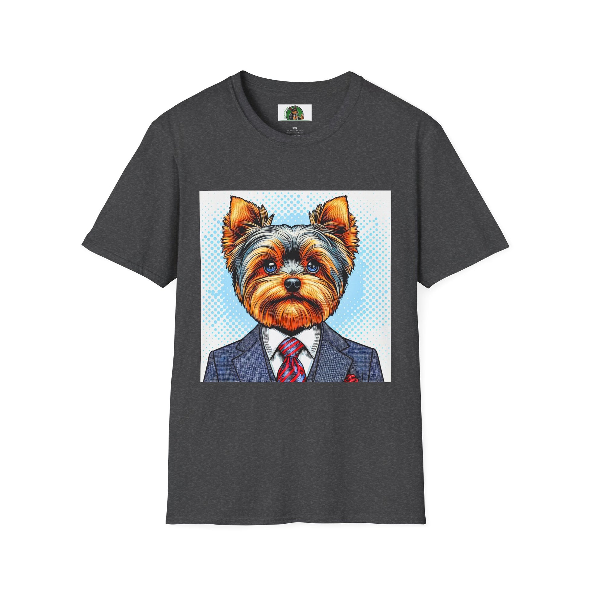 Yorkie businessman shirt T-Shirt Printify XS Dark Heather