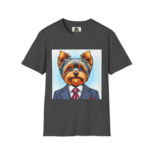 Yorkie businessman shirt T-Shirt Printify XS Dark Heather