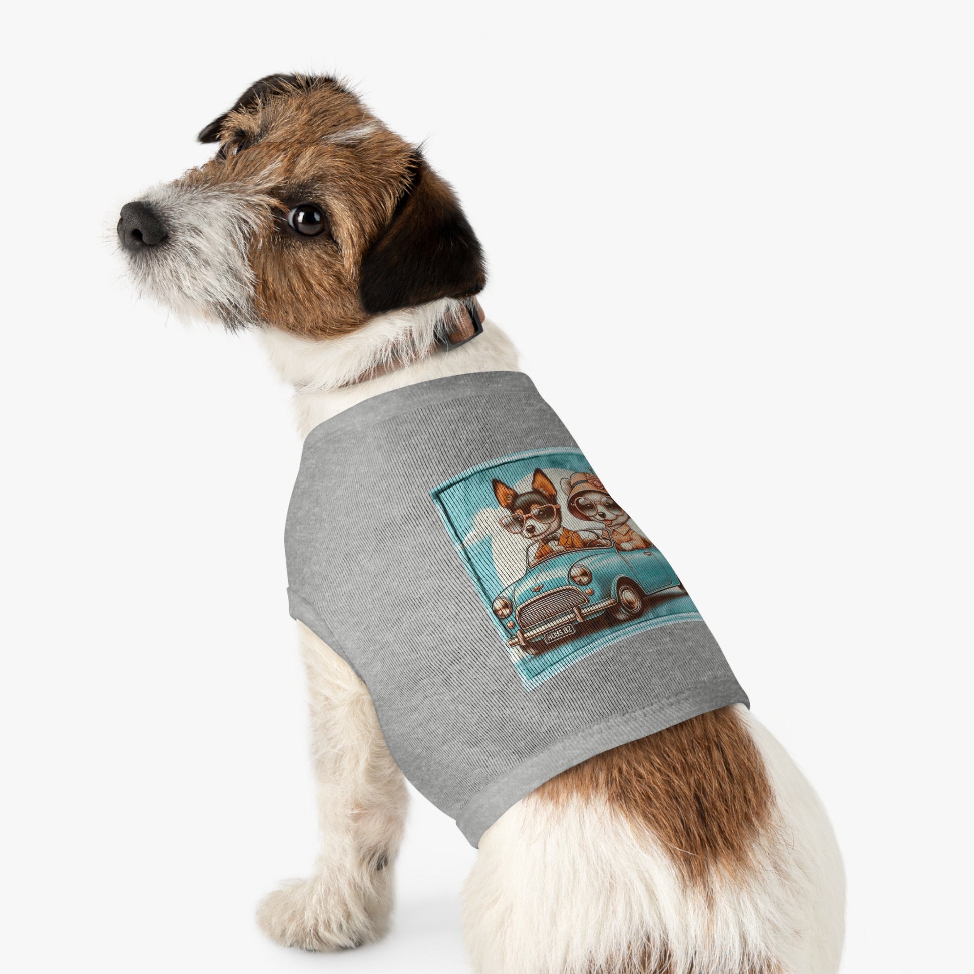 Wacky Pet Tank Top Rat Terrier couple driving Pets Printify