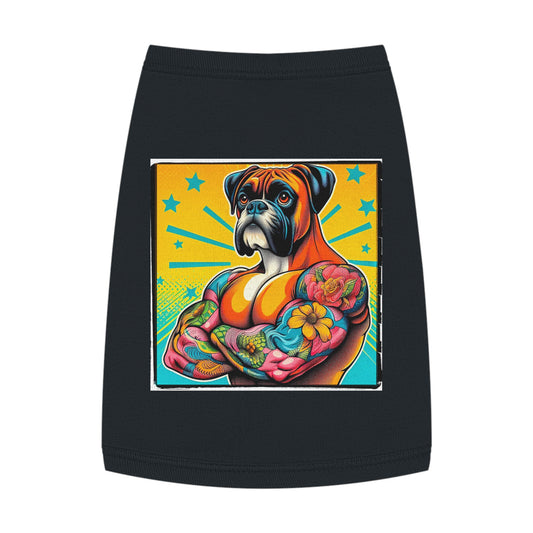 Pet Tank Top Boxer Tattooed Dog Pets Printify M Black 