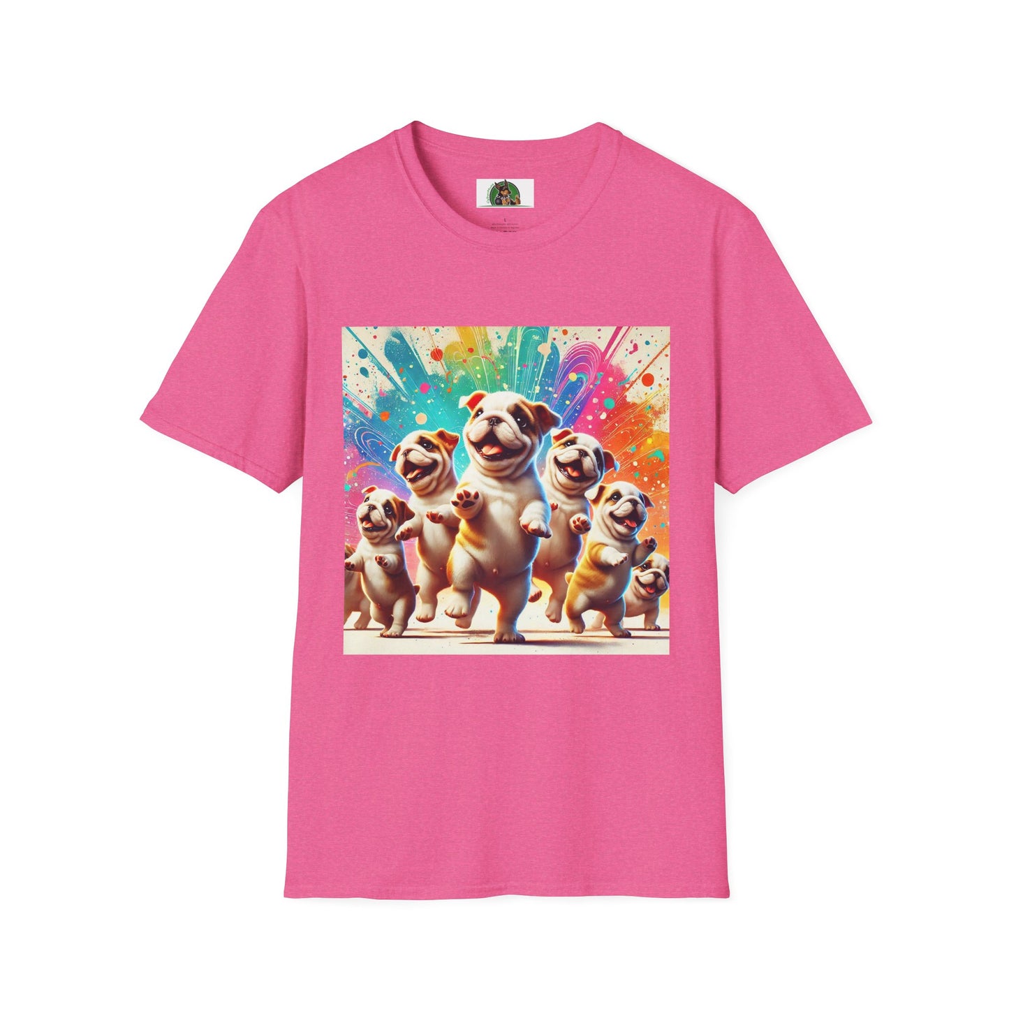 Bulldog Dancing T-Shirt T-Shirt Printify S Heather Heliconia