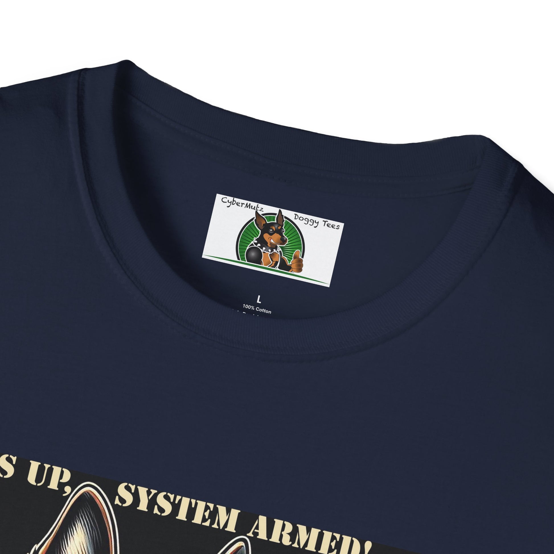 Mis·cel·la·ne·ous German Shepherd "Ears Up, System Armed" T-Shirt Printify   