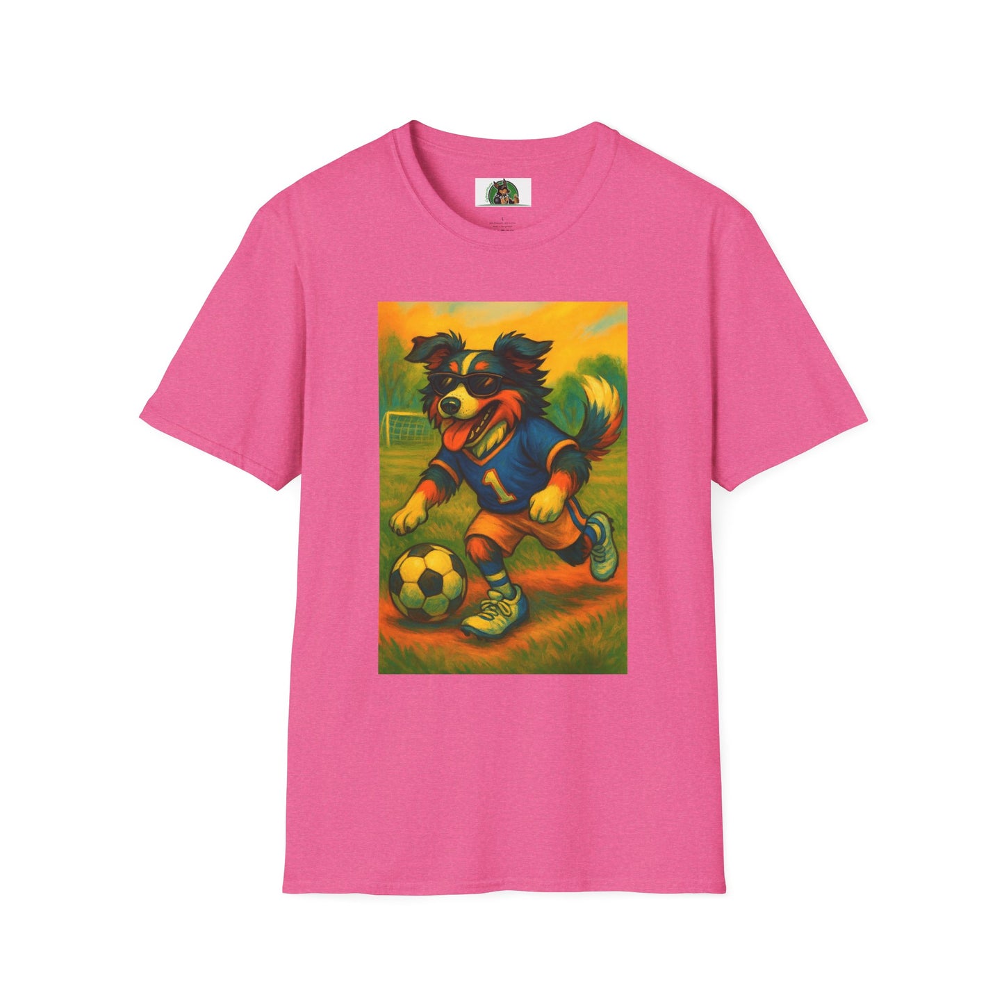 Sports Soccer Australian Shepherd Unisex T-Shirt T-Shirt Printify Heather Heliconia S