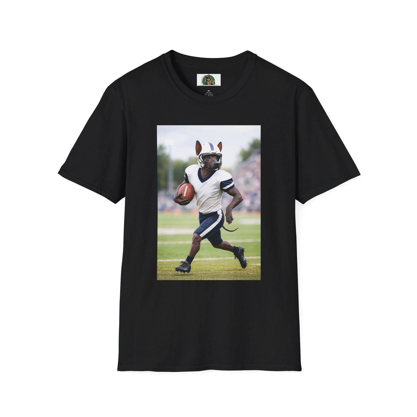 Mexican Hairless Dog Football T-Shirt — Dog Lover Sports Tee T-Shirt Printify Black S