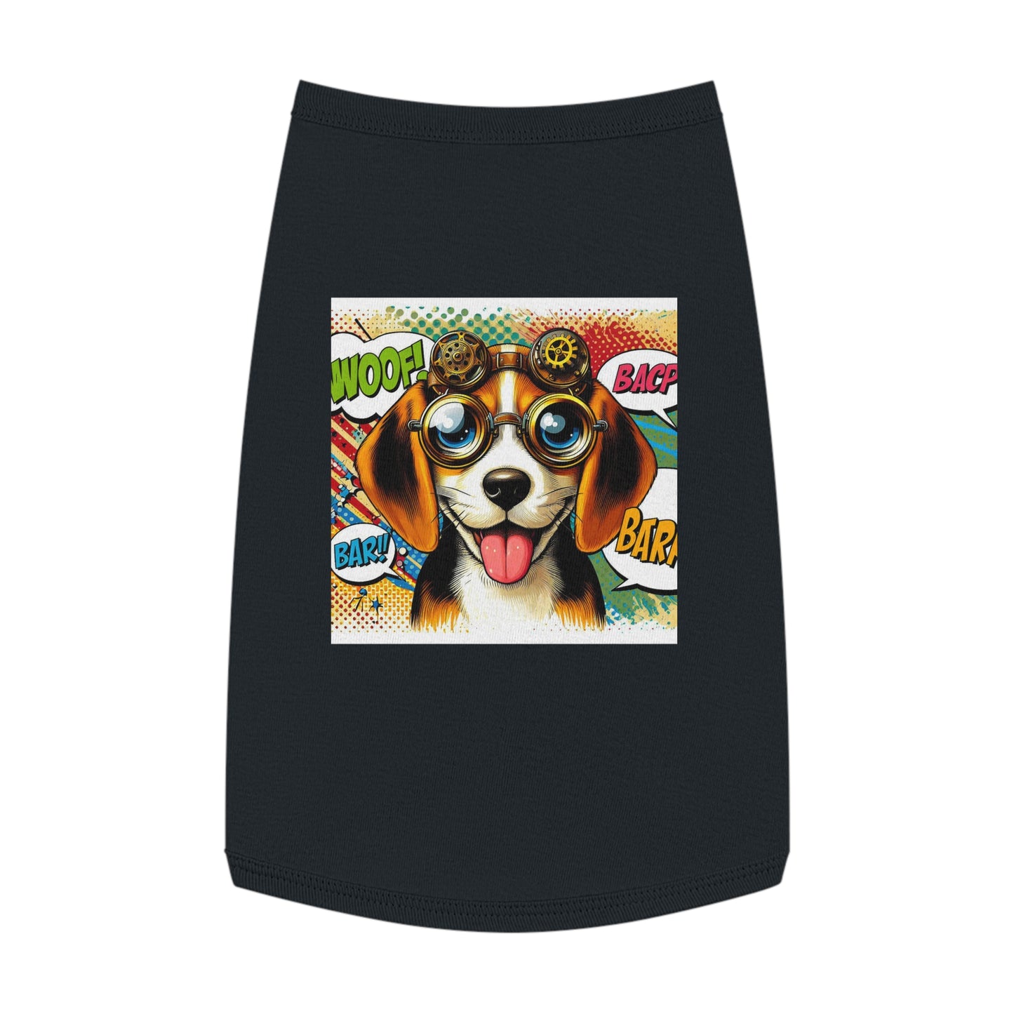 Pet Tank Top Wacky Beagle Steampunk Pop Art Dog Pets Printify L Black 