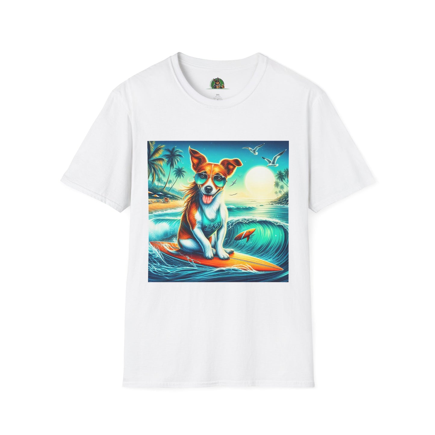 Jack Russell Surfer W/Shades T-Shirt Printify S White