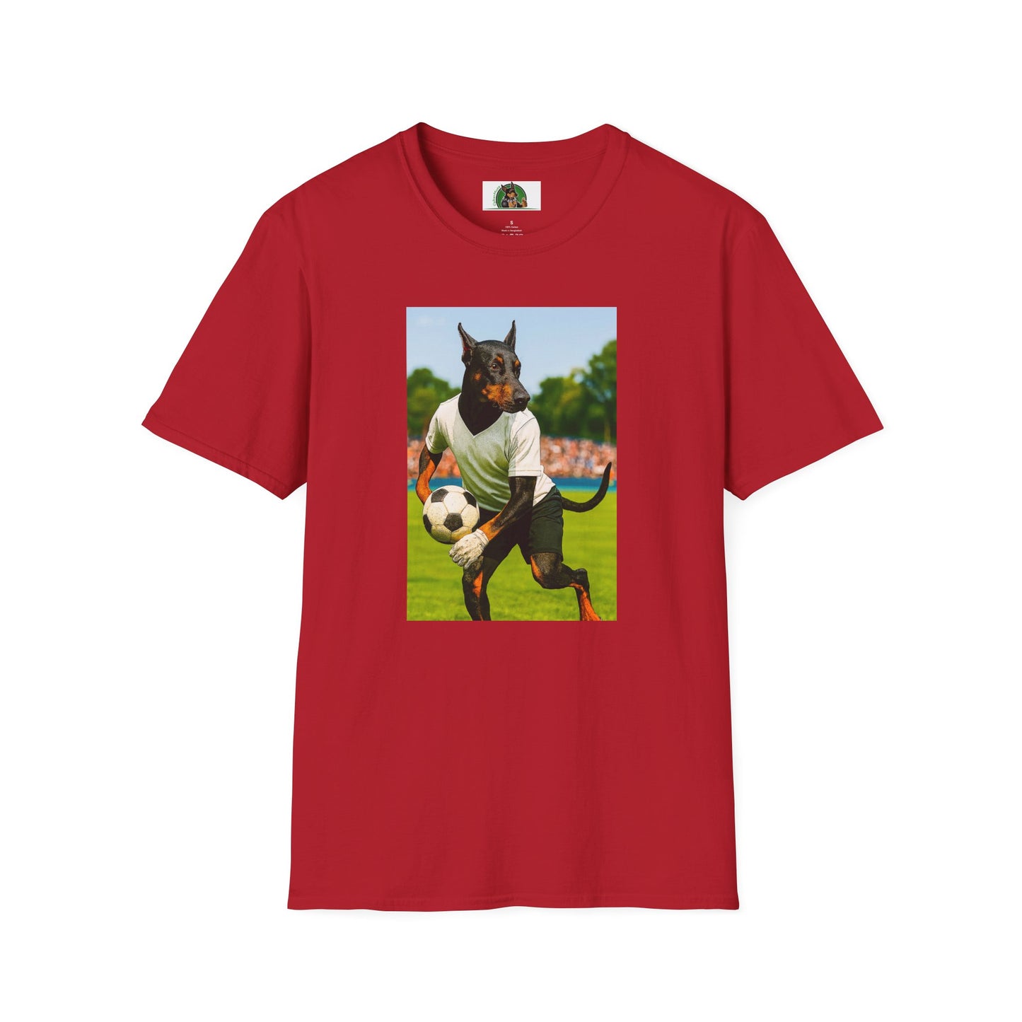 Soccer Doberman Sports T-Shirt T-Shirt Printify Cherry Red S